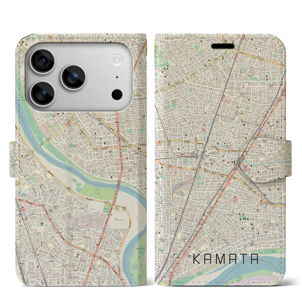 【蒲田(東京都)】地図柄iPhoneケース(手帳タイプ)