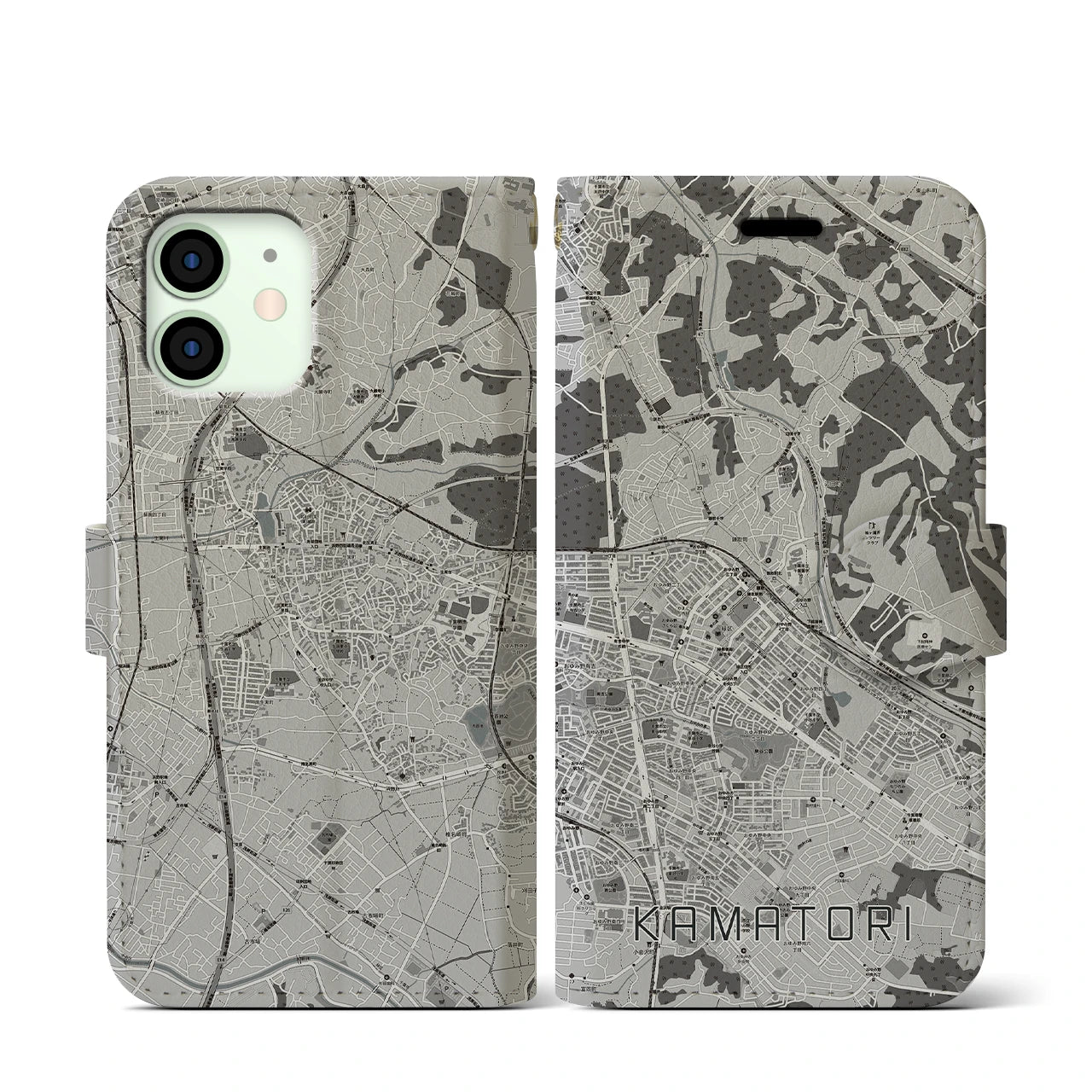 【鎌取(千葉県)】地図柄iPhoneケース(手帳タイプ)