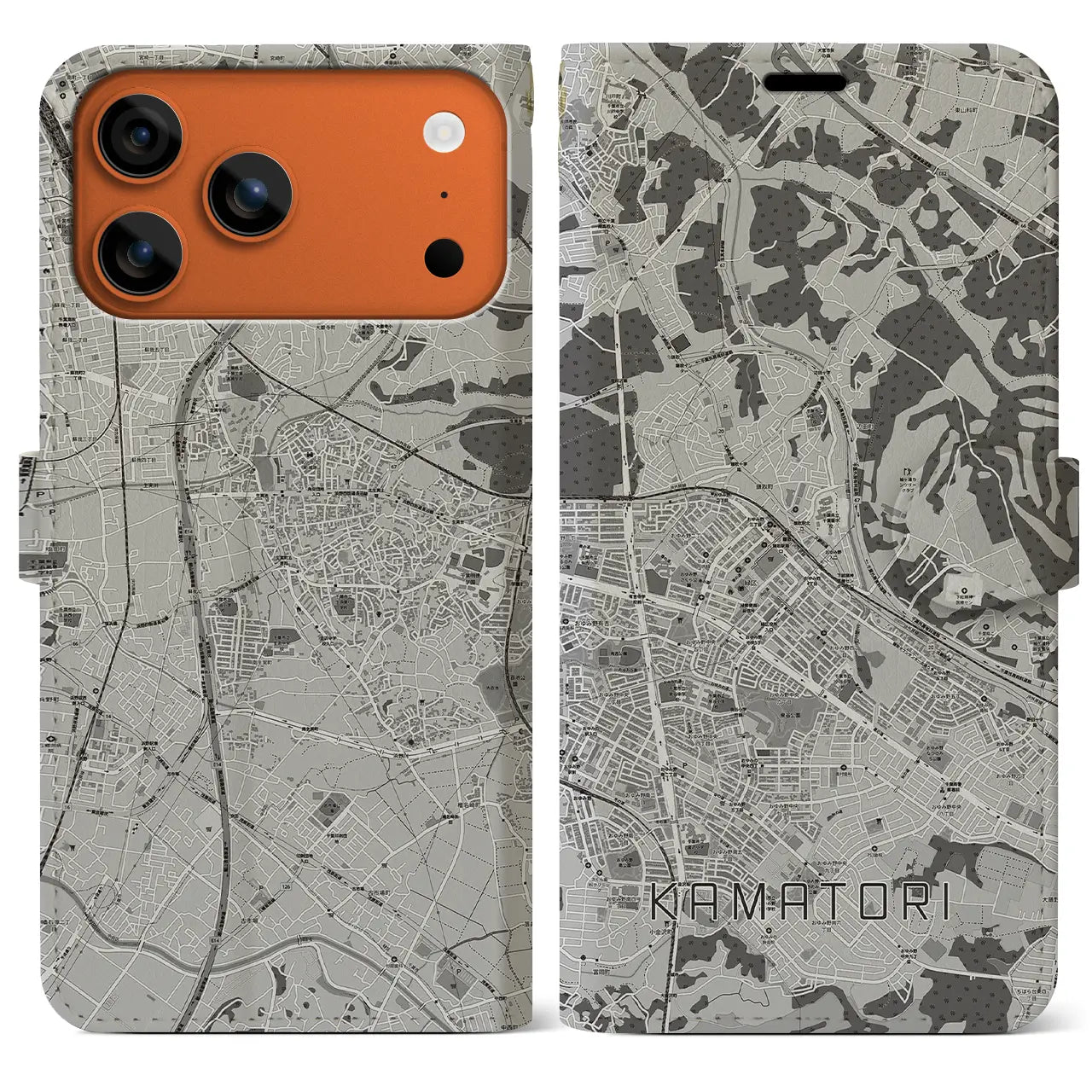 【鎌取(千葉県)】地図柄iPhoneケース(手帳タイプ)