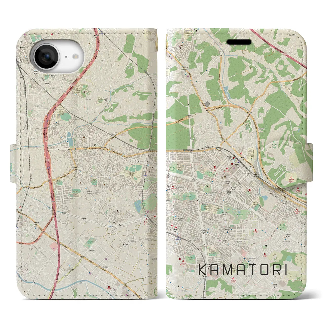 【鎌取(千葉県)】地図柄iPhoneケース(手帳タイプ)