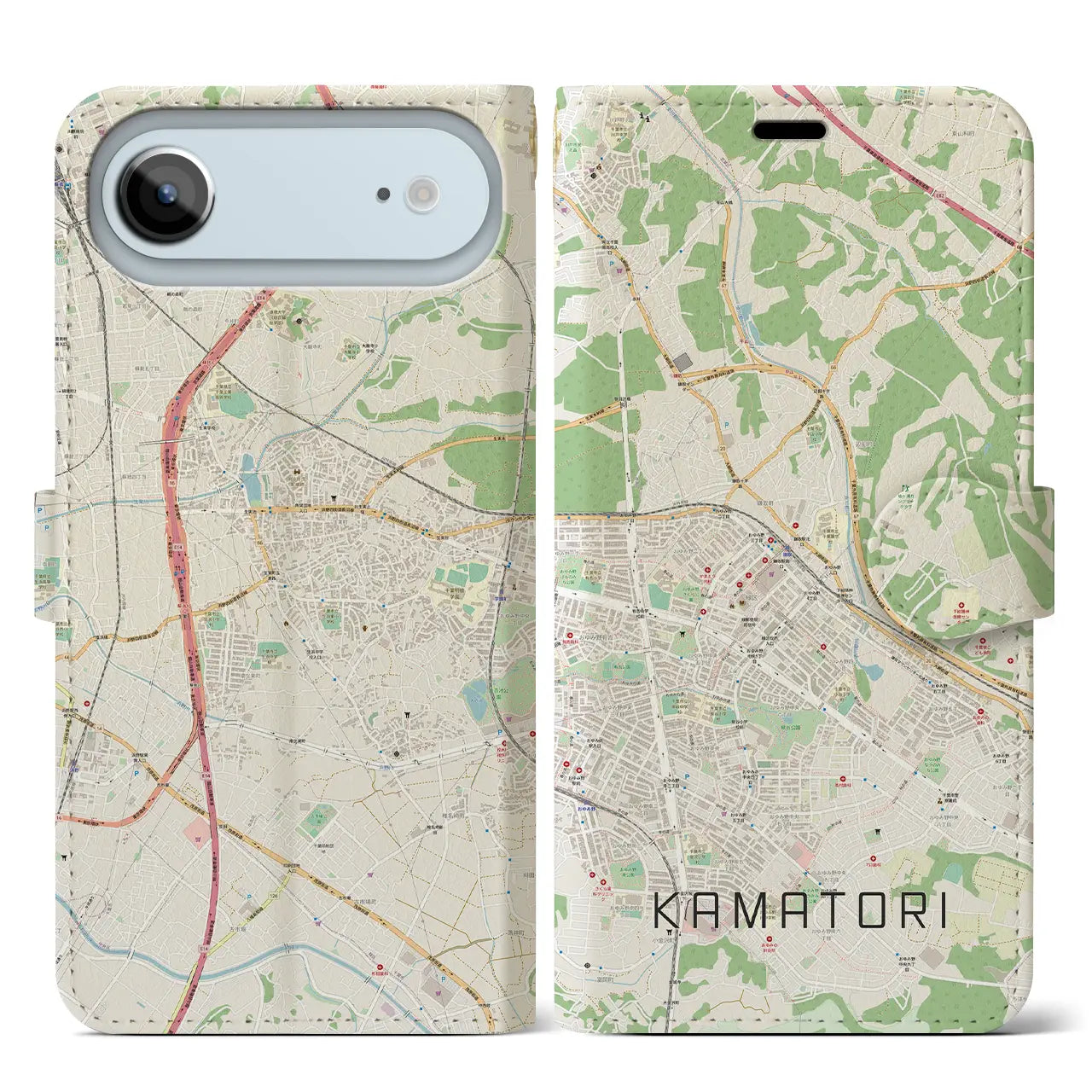 【鎌取(千葉県)】地図柄iPhoneケース(手帳タイプ)