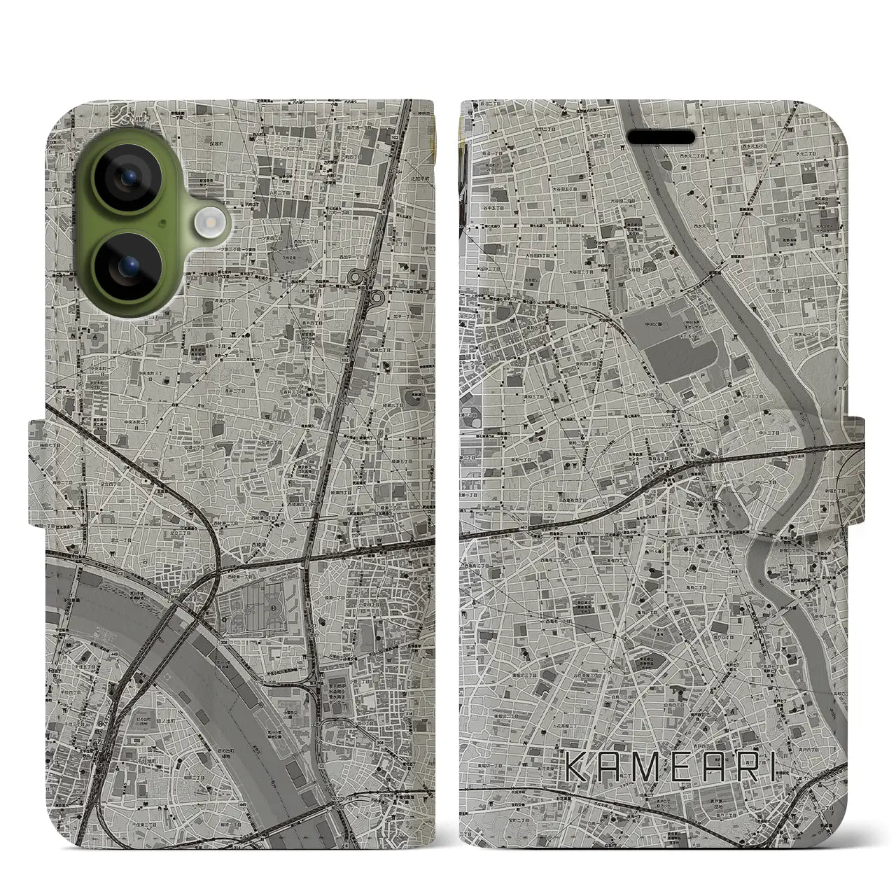 【亀有(東京都)】地図柄iPhoneケース(手帳タイプ)