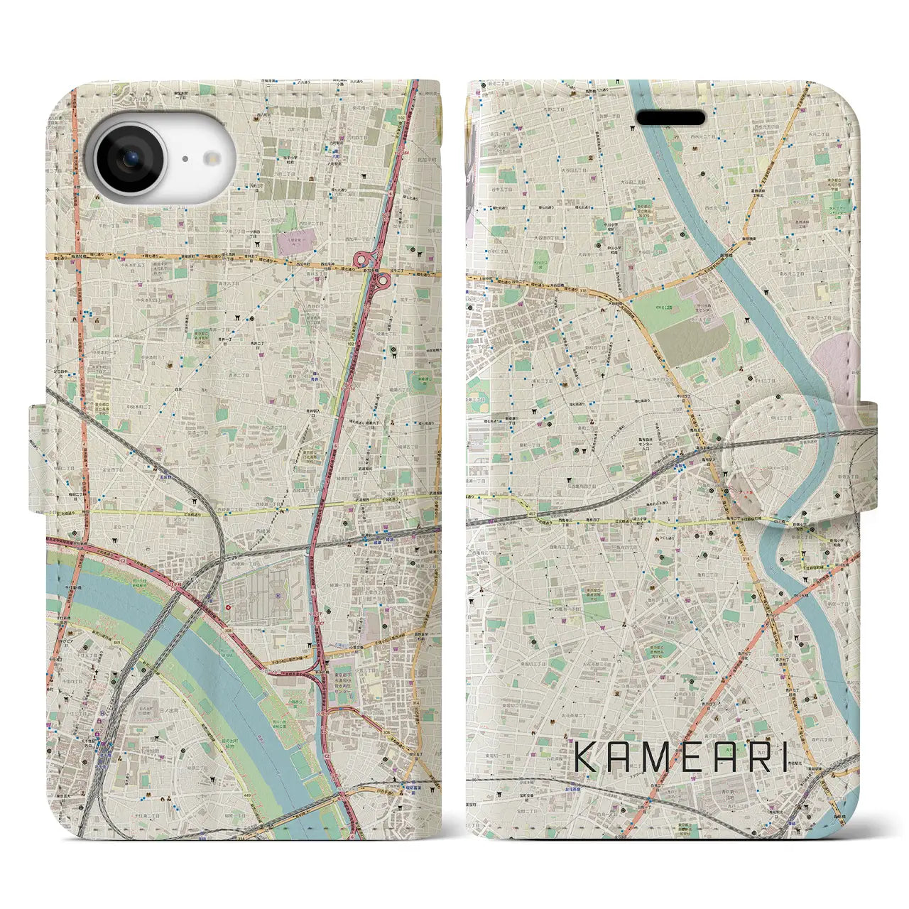 【亀有(東京都)】地図柄iPhoneケース(手帳タイプ)