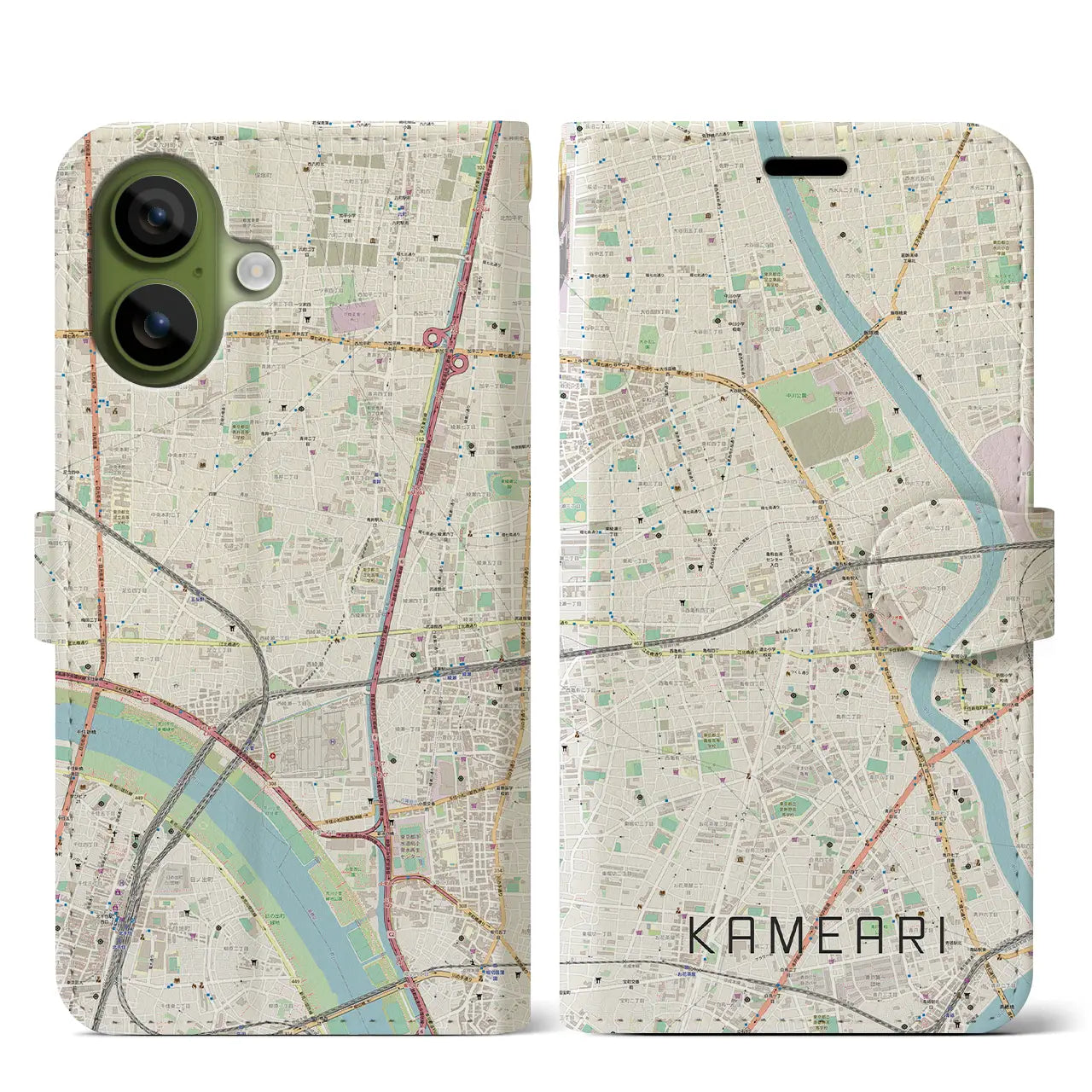 【亀有(東京都)】地図柄iPhoneケース(手帳タイプ)
