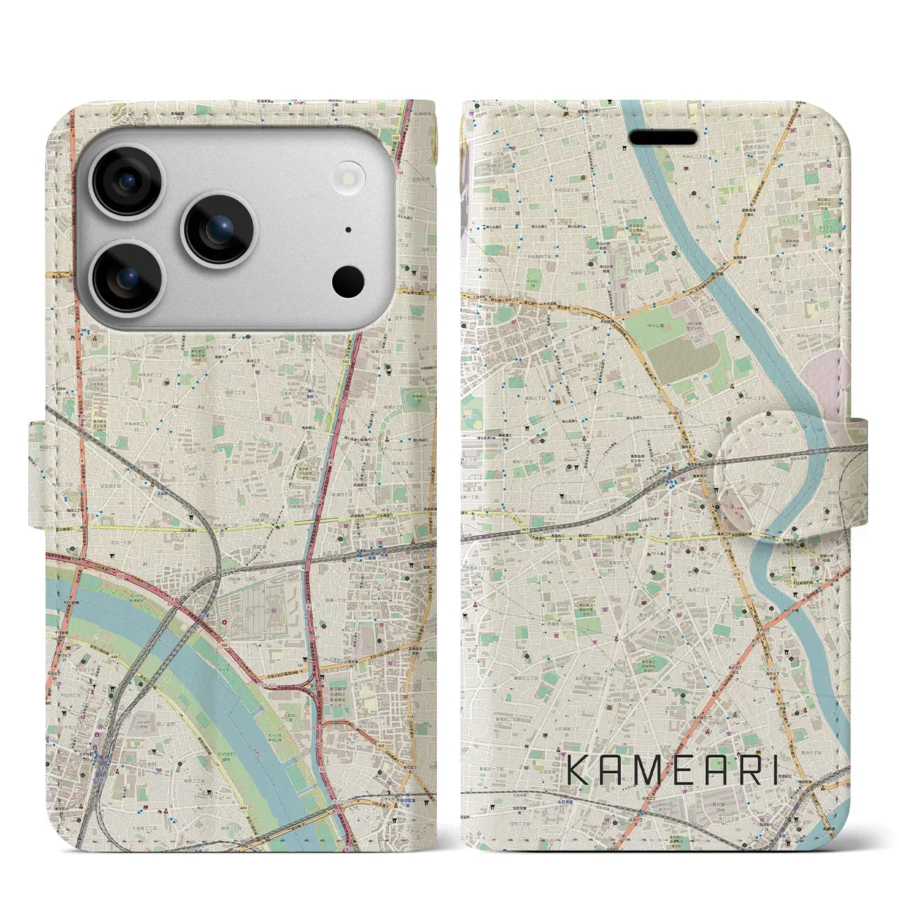 【亀有(東京都)】地図柄iPhoneケース(手帳タイプ)