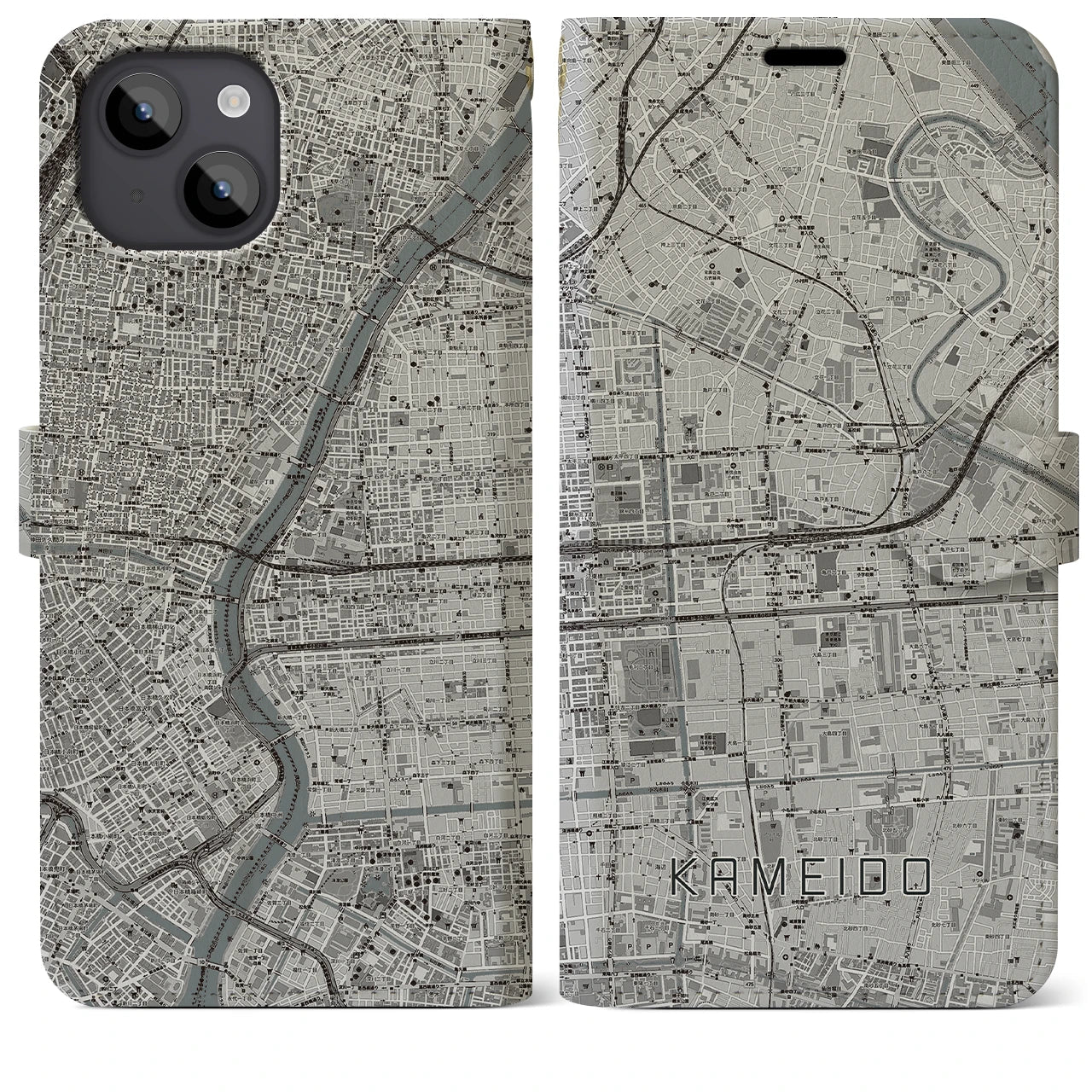 【亀戸(東京都)】地図柄iPhoneケース(手帳タイプ)