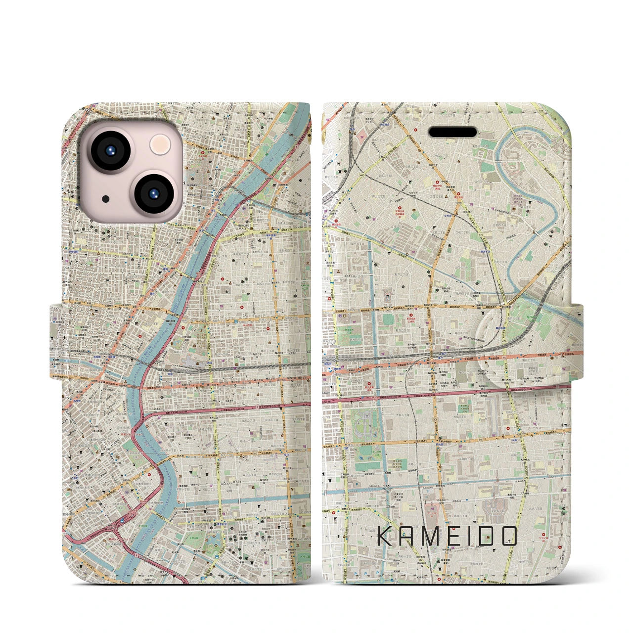 【亀戸(東京都)】地図柄iPhoneケース(手帳タイプ)