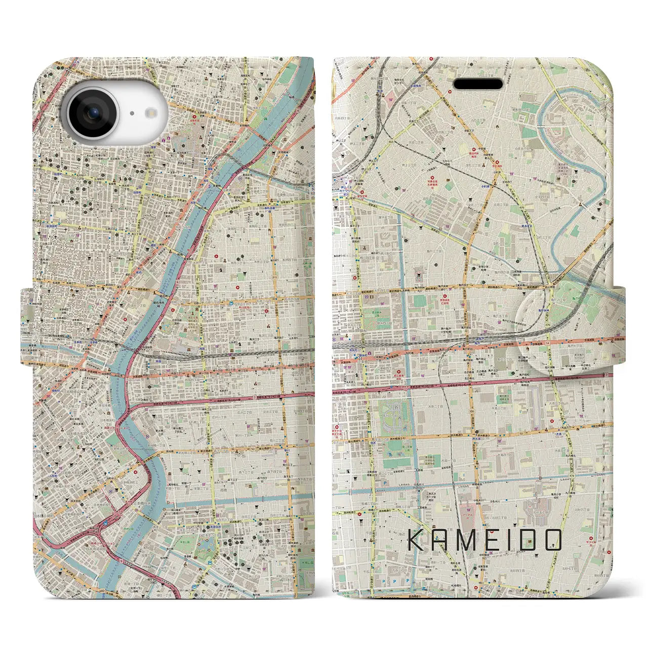 【亀戸(東京都)】地図柄iPhoneケース(手帳タイプ)