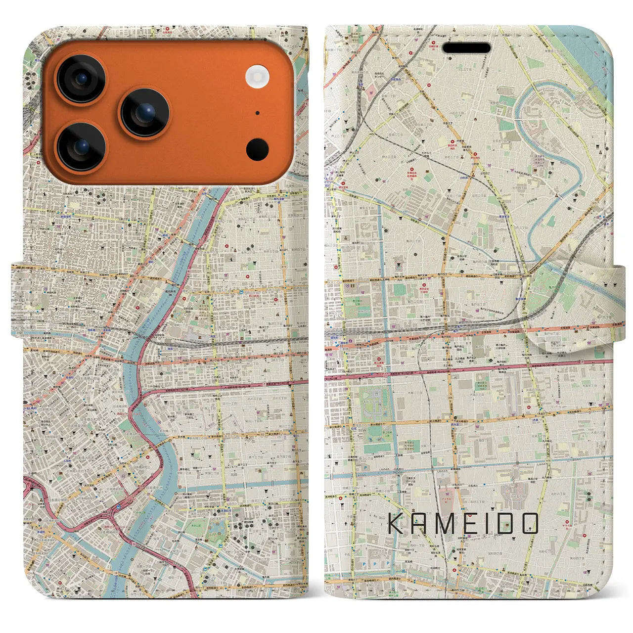 【亀戸(東京都)】地図柄iPhoneケース(手帳タイプ)