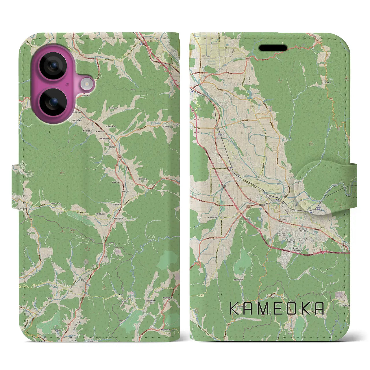 【亀岡(京都府)】地図柄iPhoneケース(手帳タイプ)ナチュラル・iPhone 16 Pro 用