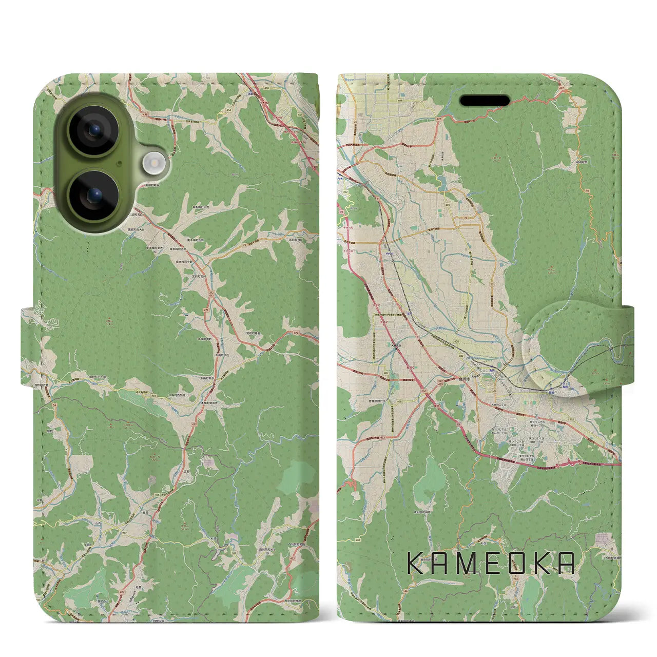 【亀岡(京都府)】地図柄iPhoneケース(手帳タイプ)