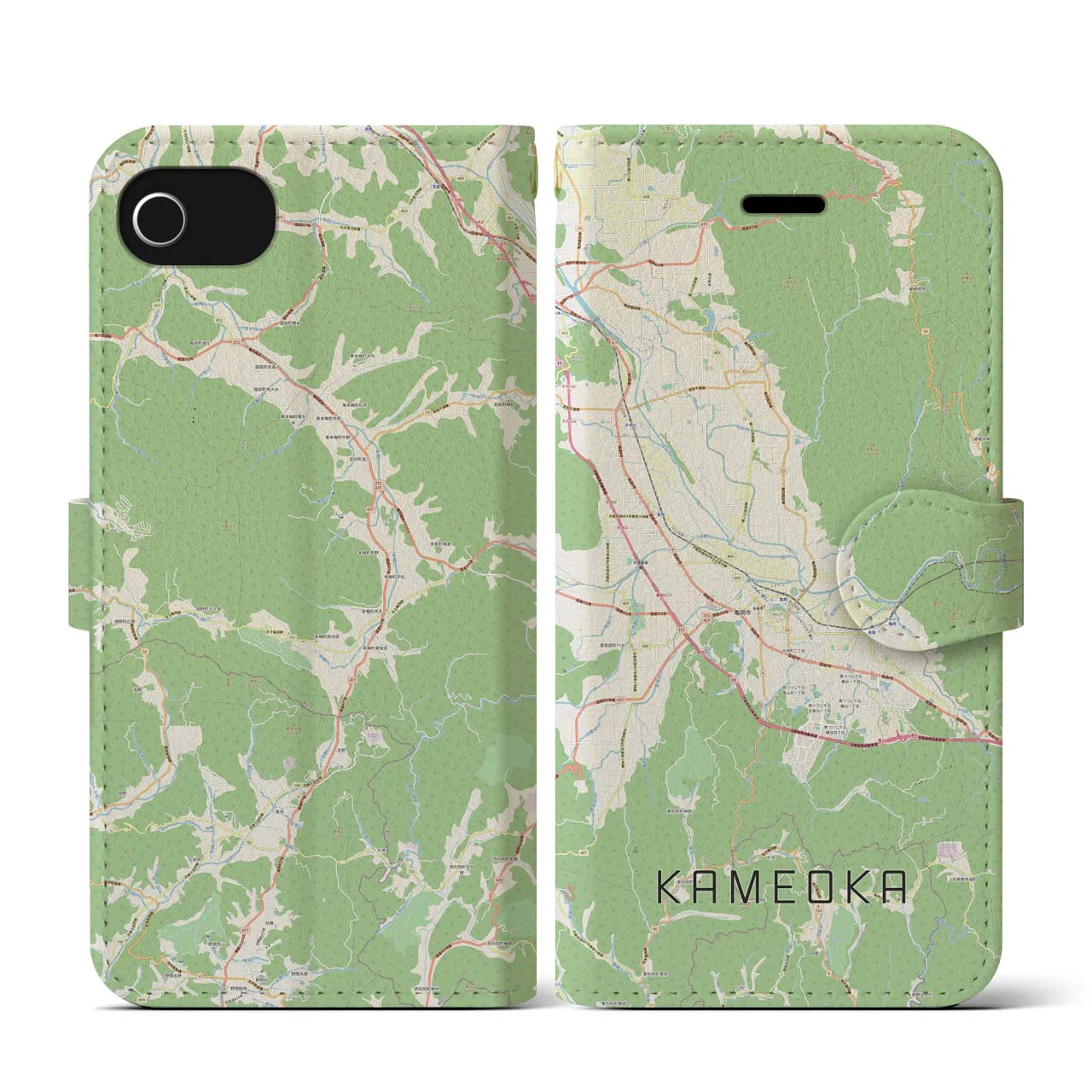 【亀岡(京都府)】地図柄iPhoneケース(手帳タイプ)ナチュラル・iPhone SE(第3 / 第2世代) / 8 / 7 / 6s / 6 用