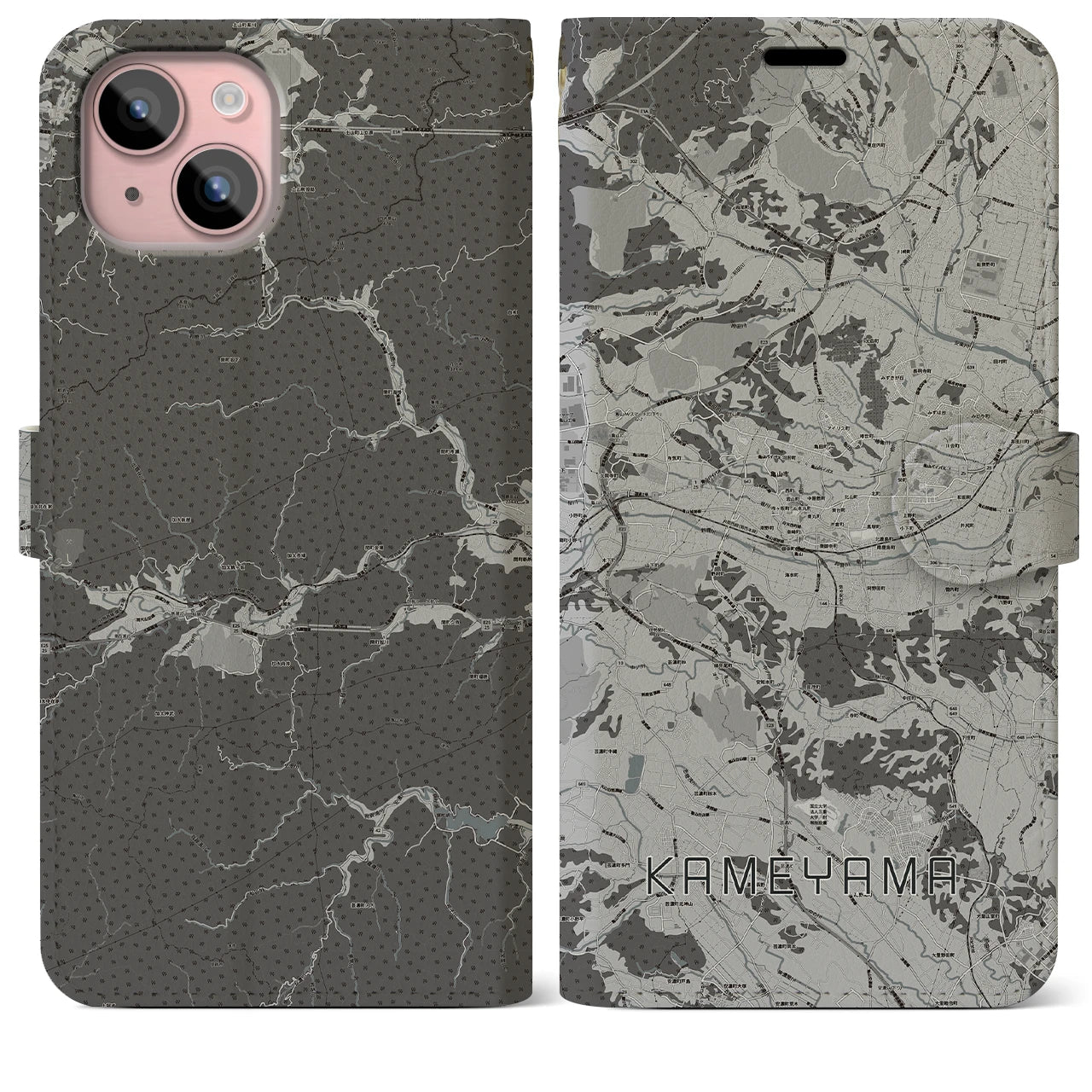 【亀山(三重県)】地図柄iPhoneケース(手帳タイプ)