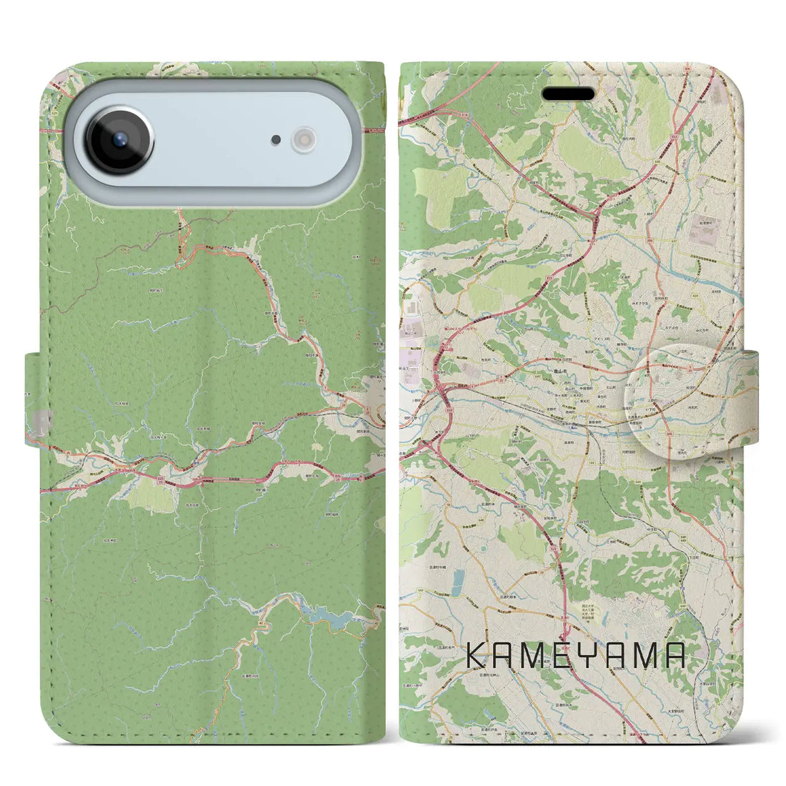 【亀山(三重県)】地図柄iPhoneケース(手帳タイプ)ナチュラル・iPhone 17 Pro Max 用