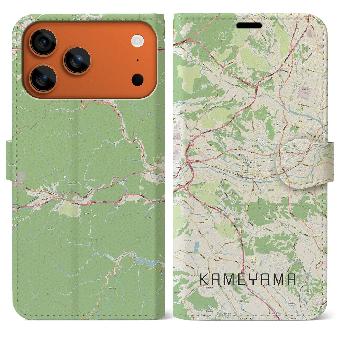 【亀山(三重県)】地図柄iPhoneケース(手帳タイプ)