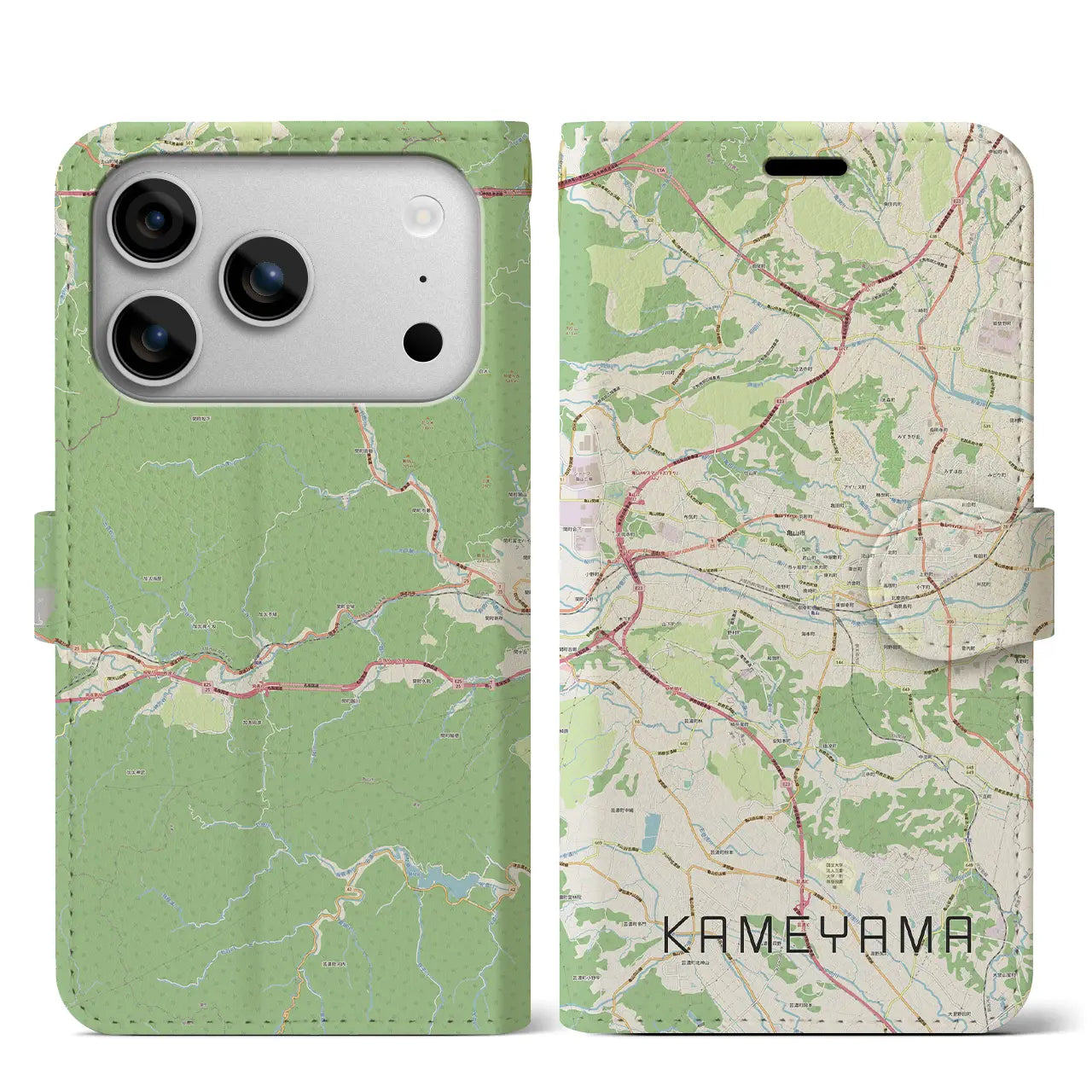 【亀山(三重県)】地図柄iPhoneケース(手帳タイプ)