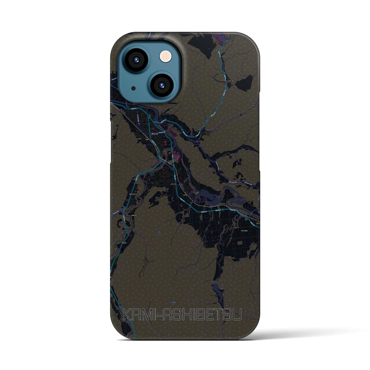 【上芦別(北海道)】地図柄iPhoneケース(バックカバータイプ)