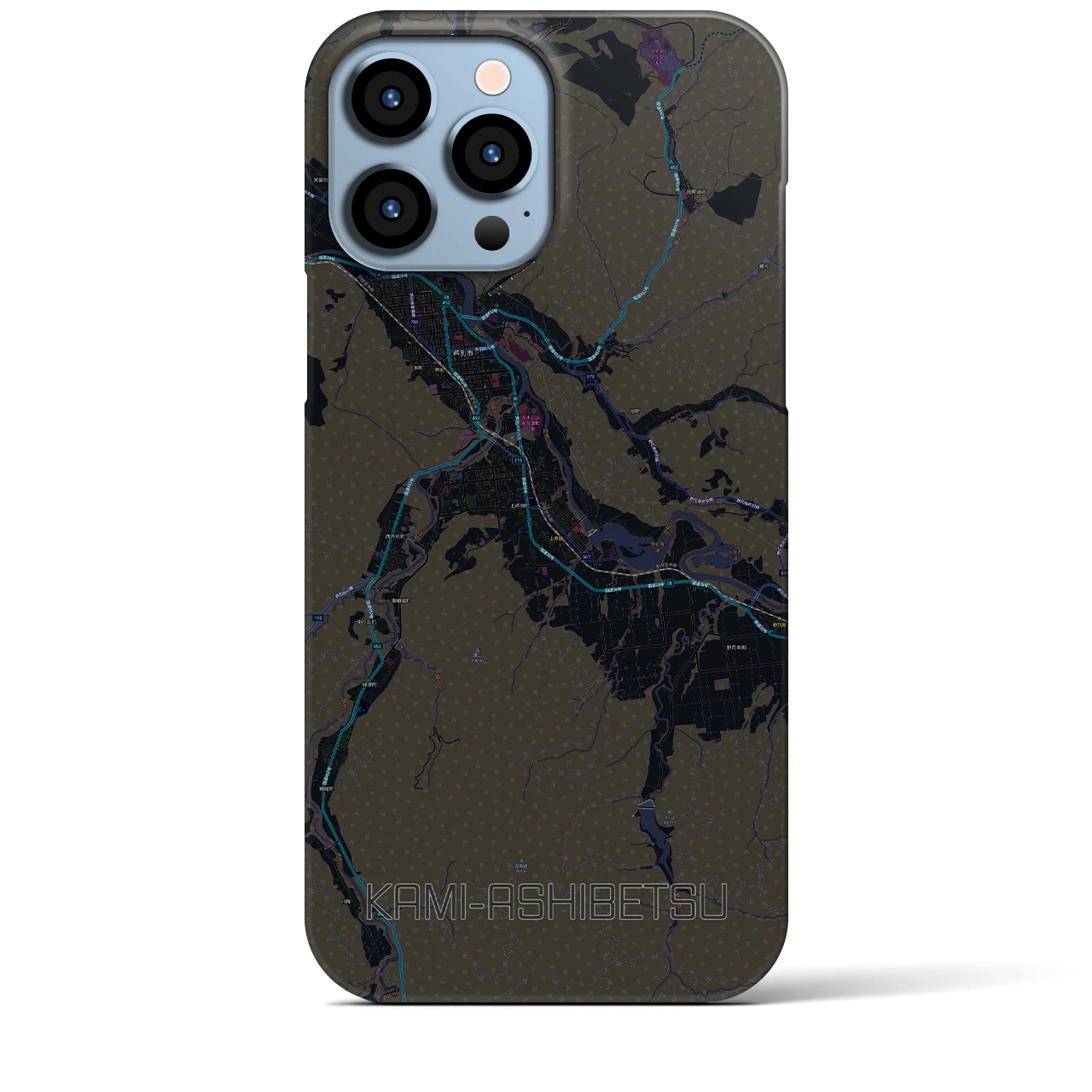 【上芦別(北海道)】地図柄iPhoneケース(バックカバータイプ)