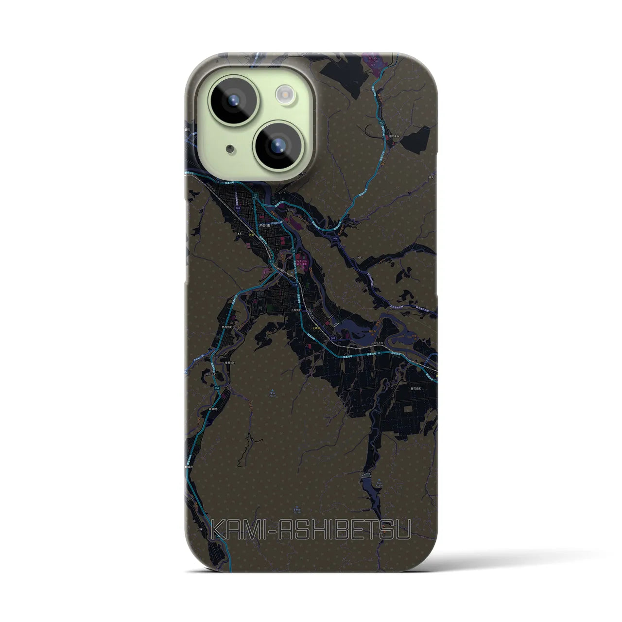【上芦別(北海道)】地図柄iPhoneケース(バックカバータイプ)