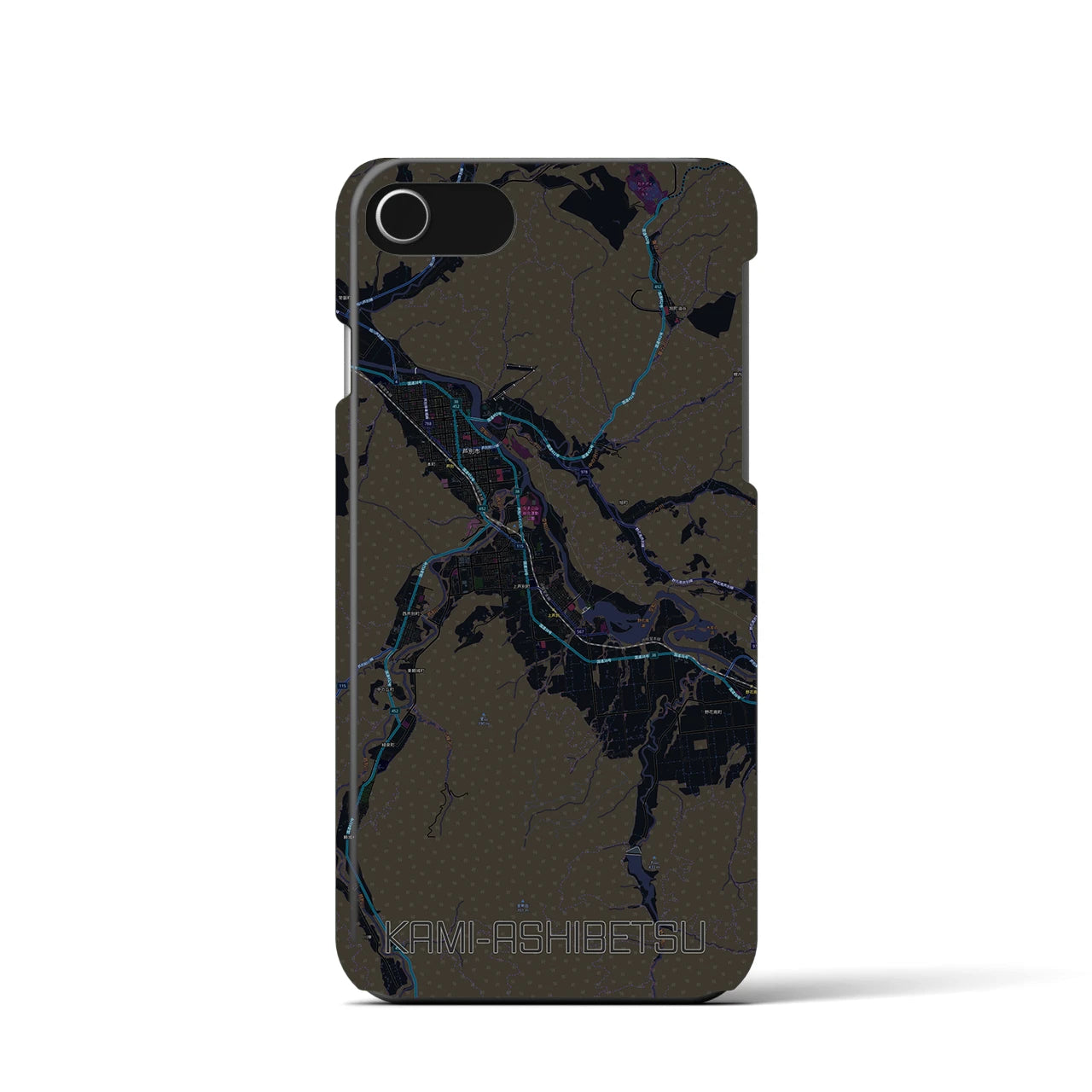 【上芦別(北海道)】地図柄iPhoneケース(バックカバータイプ)