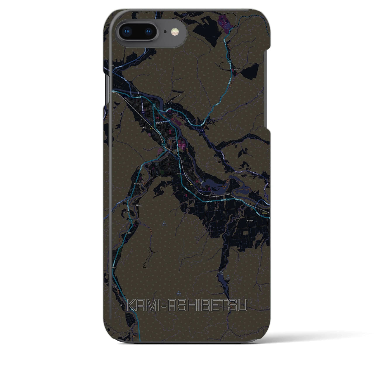 【上芦別(北海道)】地図柄iPhoneケース(バックカバータイプ)