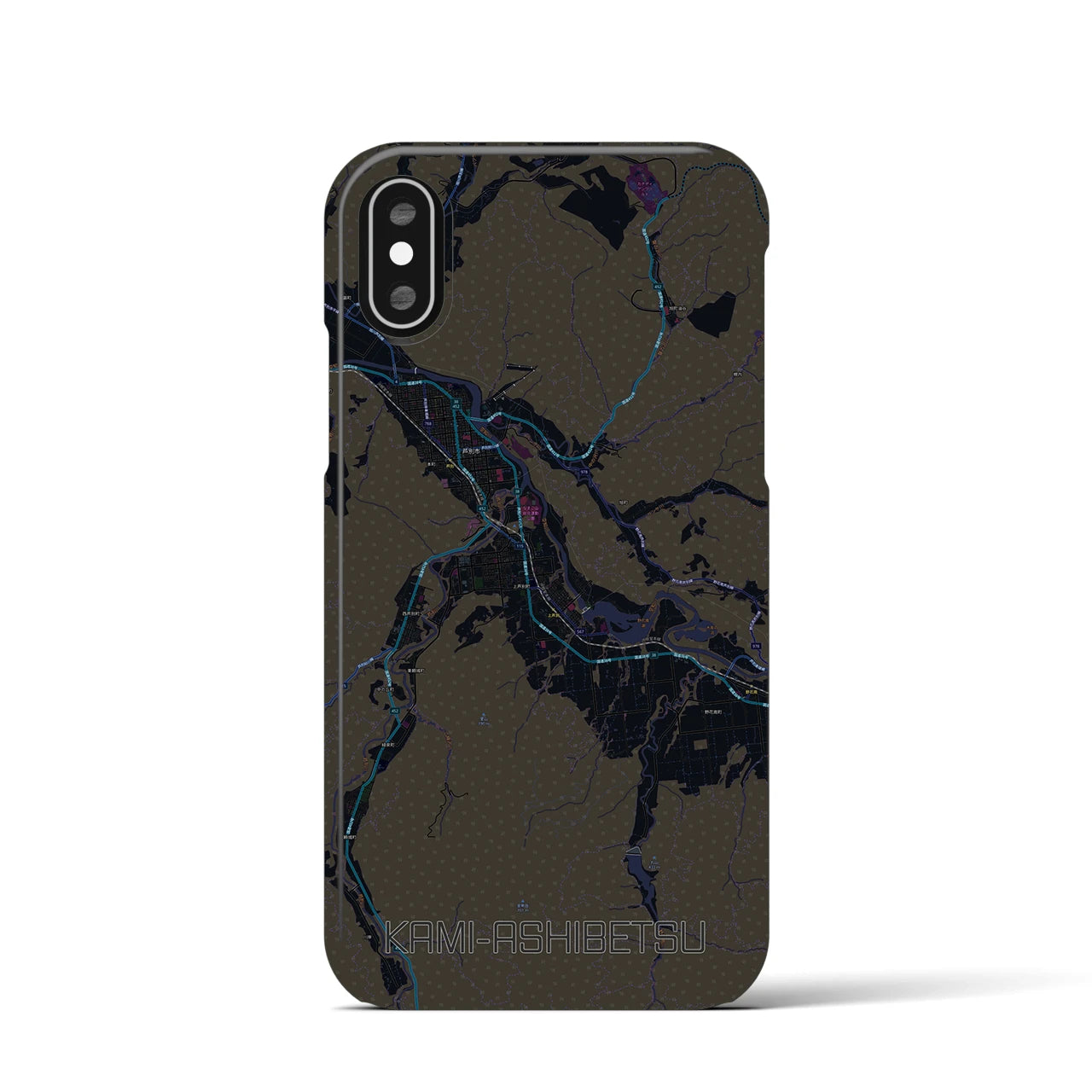 【上芦別(北海道)】地図柄iPhoneケース(バックカバータイプ)