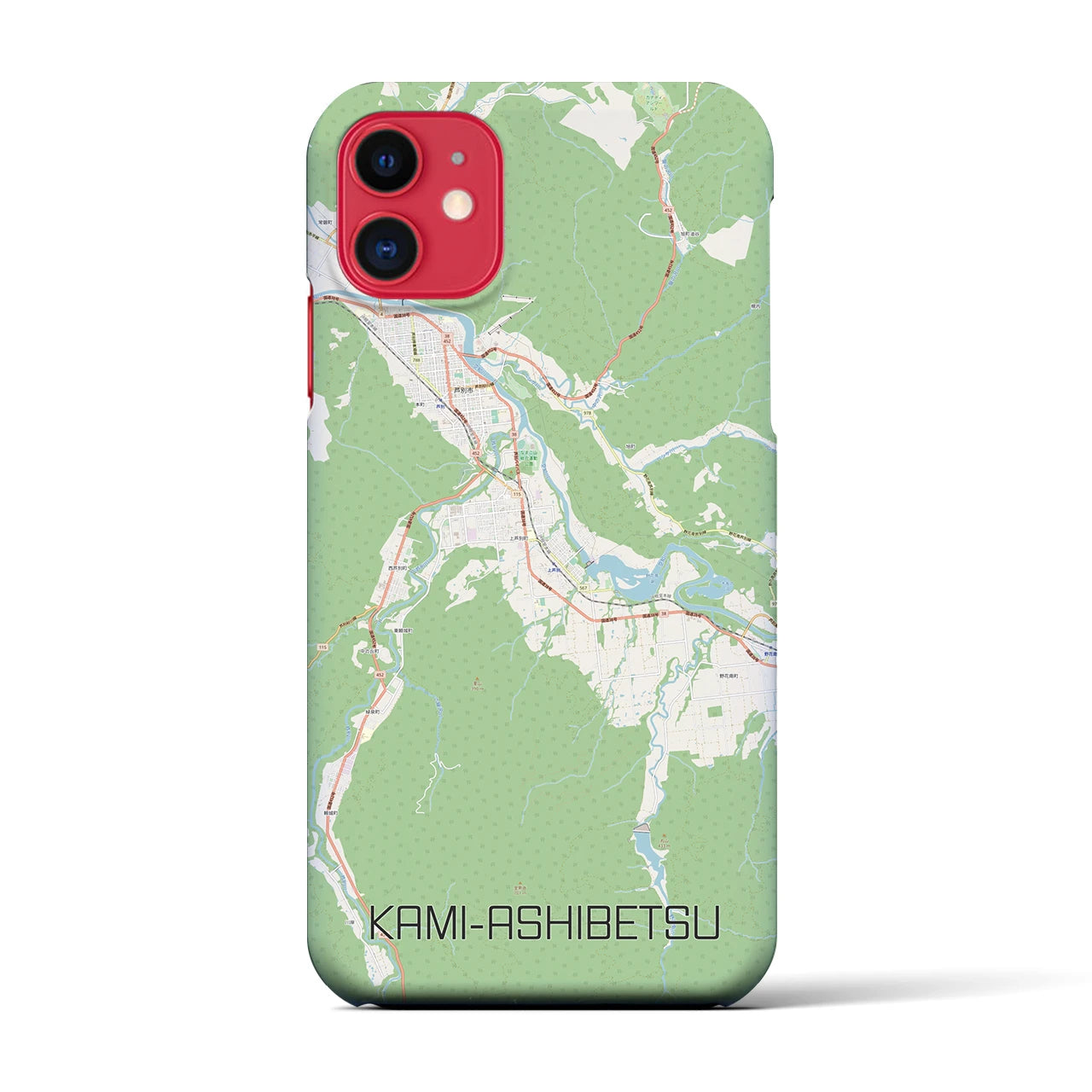 【上芦別(北海道)】地図柄iPhoneケース(バックカバータイプ)