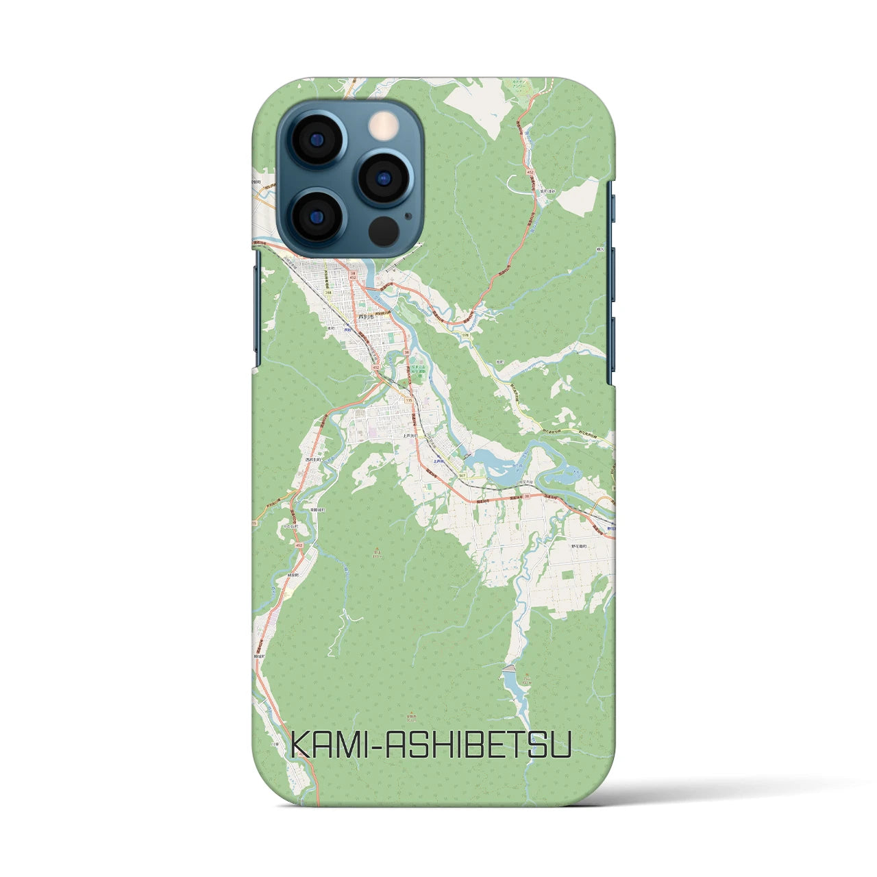 【上芦別(北海道)】地図柄iPhoneケース(バックカバータイプ)