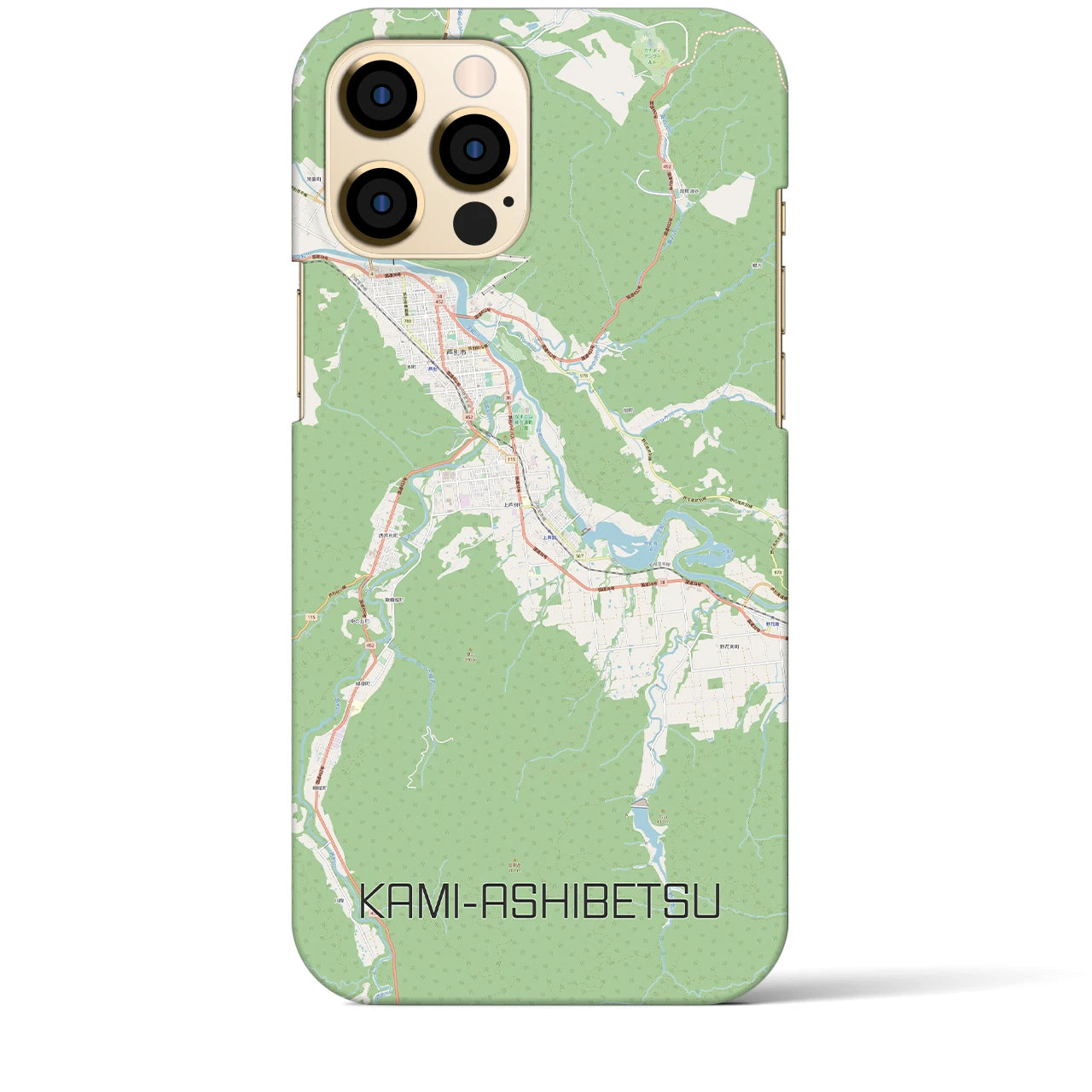 【上芦別(北海道)】地図柄iPhoneケース(バックカバータイプ)