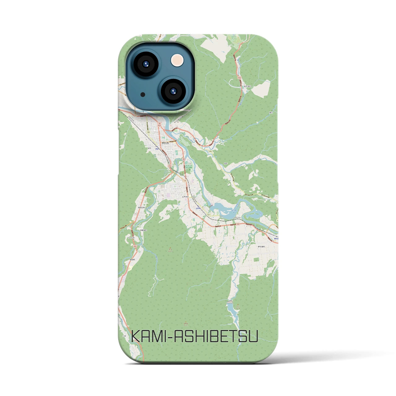 【上芦別(北海道)】地図柄iPhoneケース(バックカバータイプ)