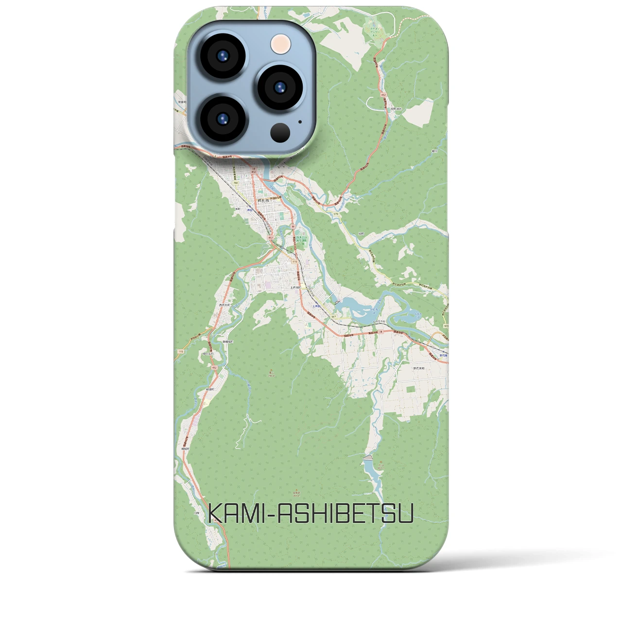 【上芦別(北海道)】地図柄iPhoneケース(バックカバータイプ)