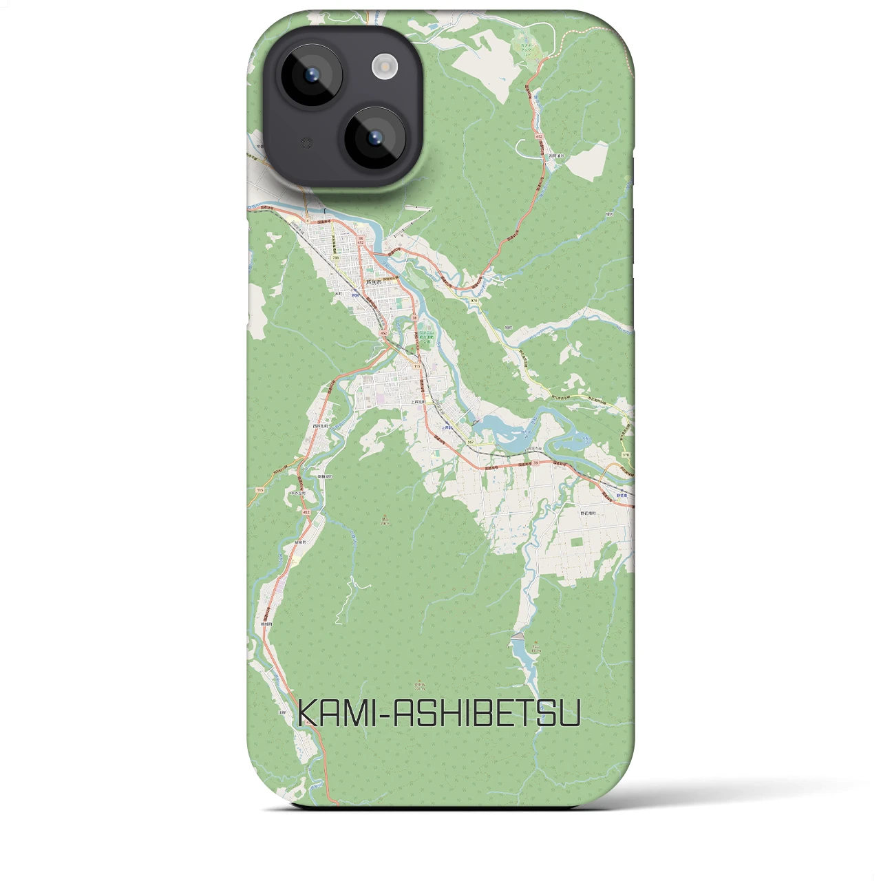 【上芦別(北海道)】地図柄iPhoneケース(バックカバータイプ)