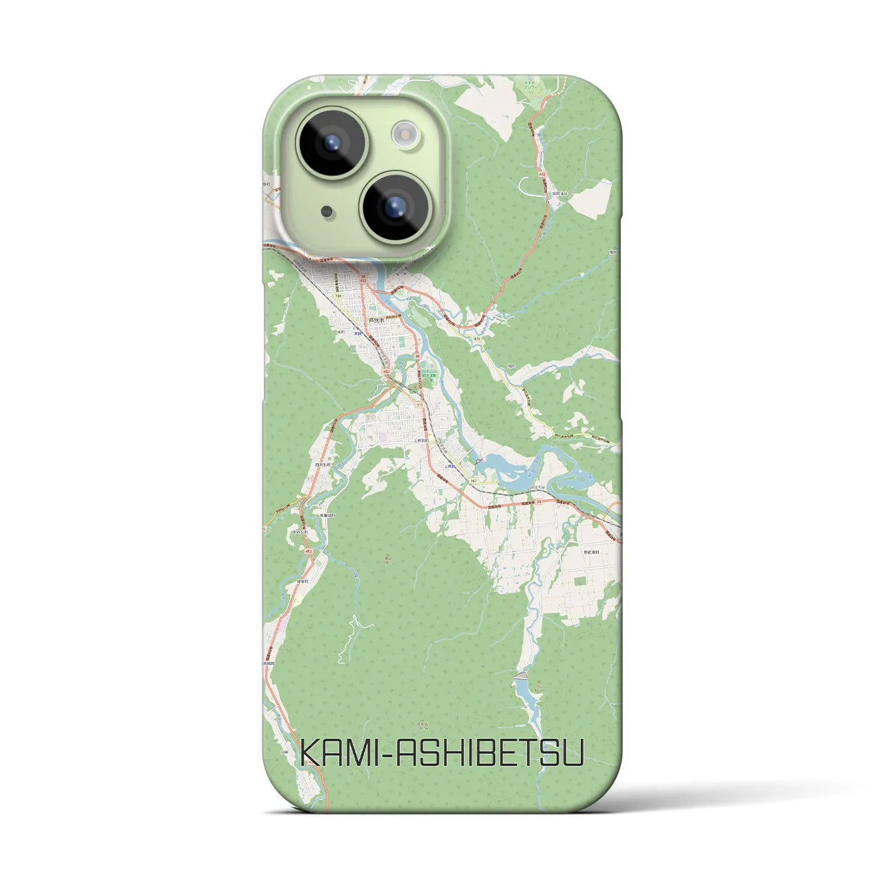 【上芦別(北海道)】地図柄iPhoneケース(バックカバータイプ)
