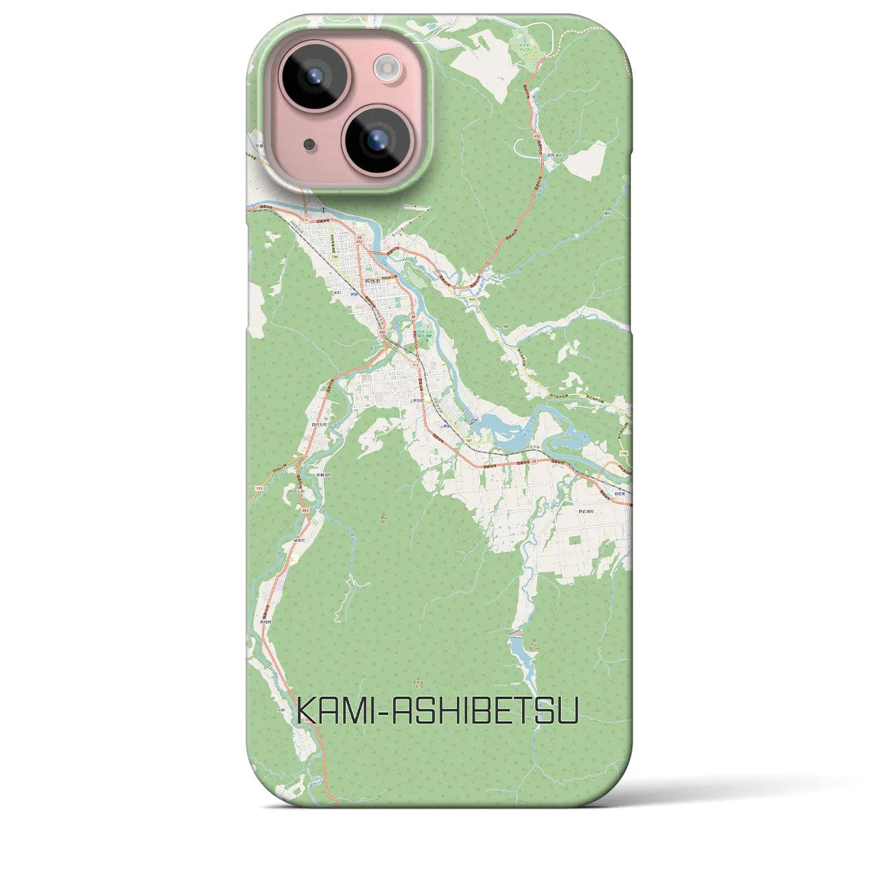 【上芦別(北海道)】地図柄iPhoneケース(バックカバータイプ)
