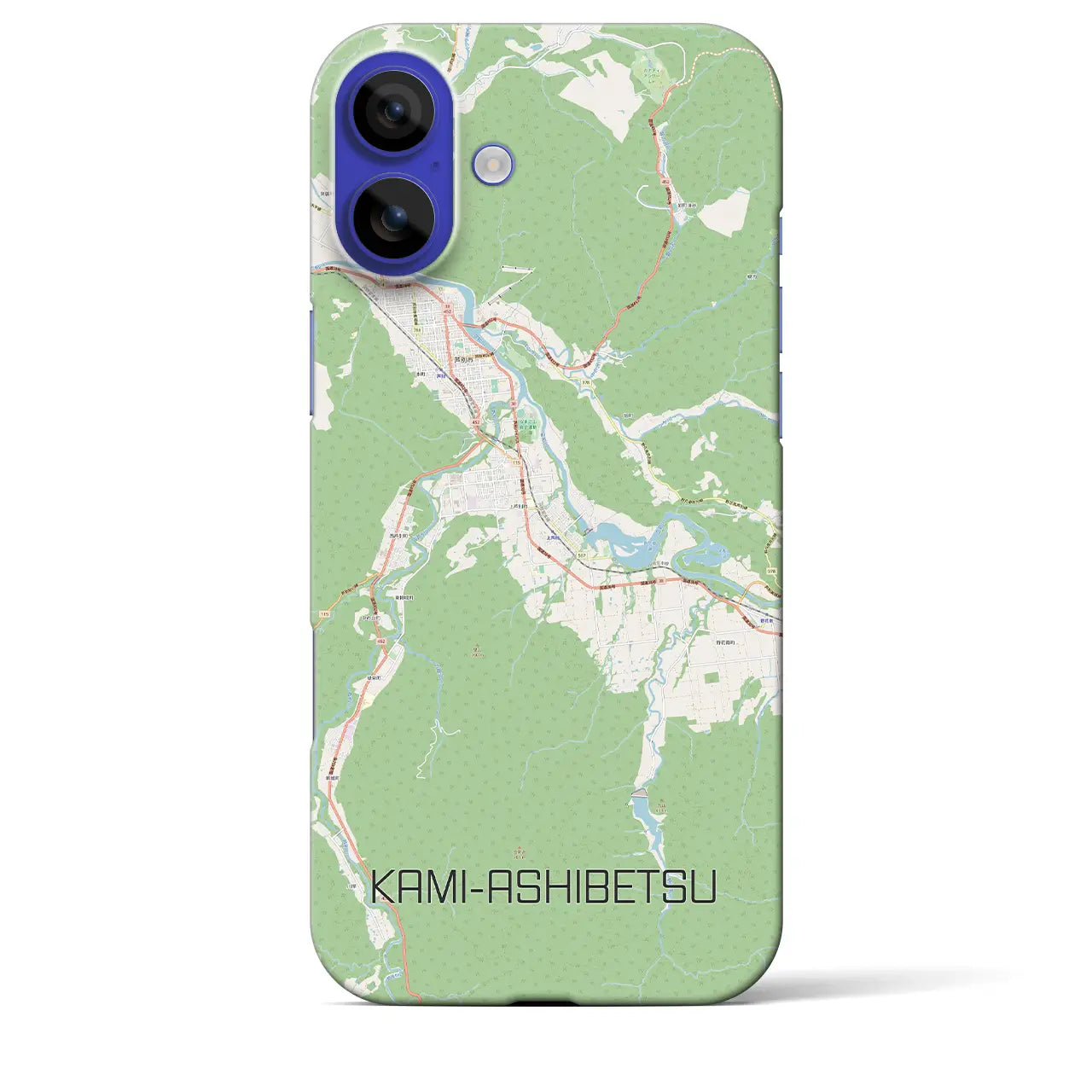 【上芦別(北海道)】地図柄iPhoneケース(バックカバータイプ)