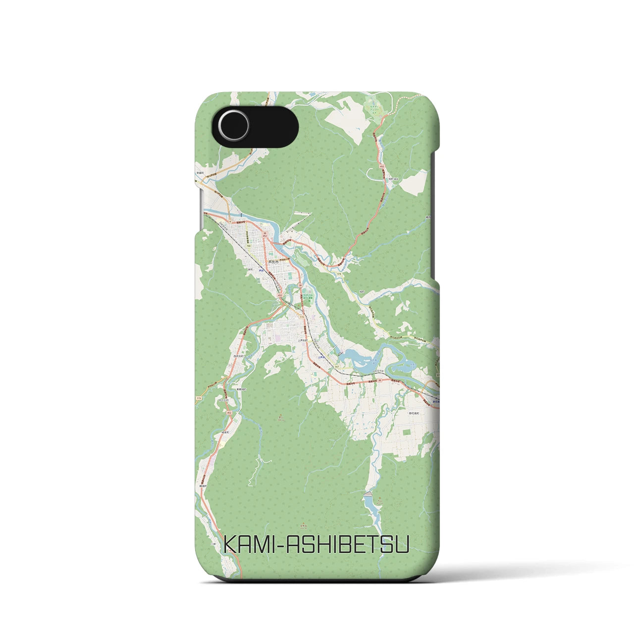 【上芦別(北海道)】地図柄iPhoneケース(バックカバータイプ)