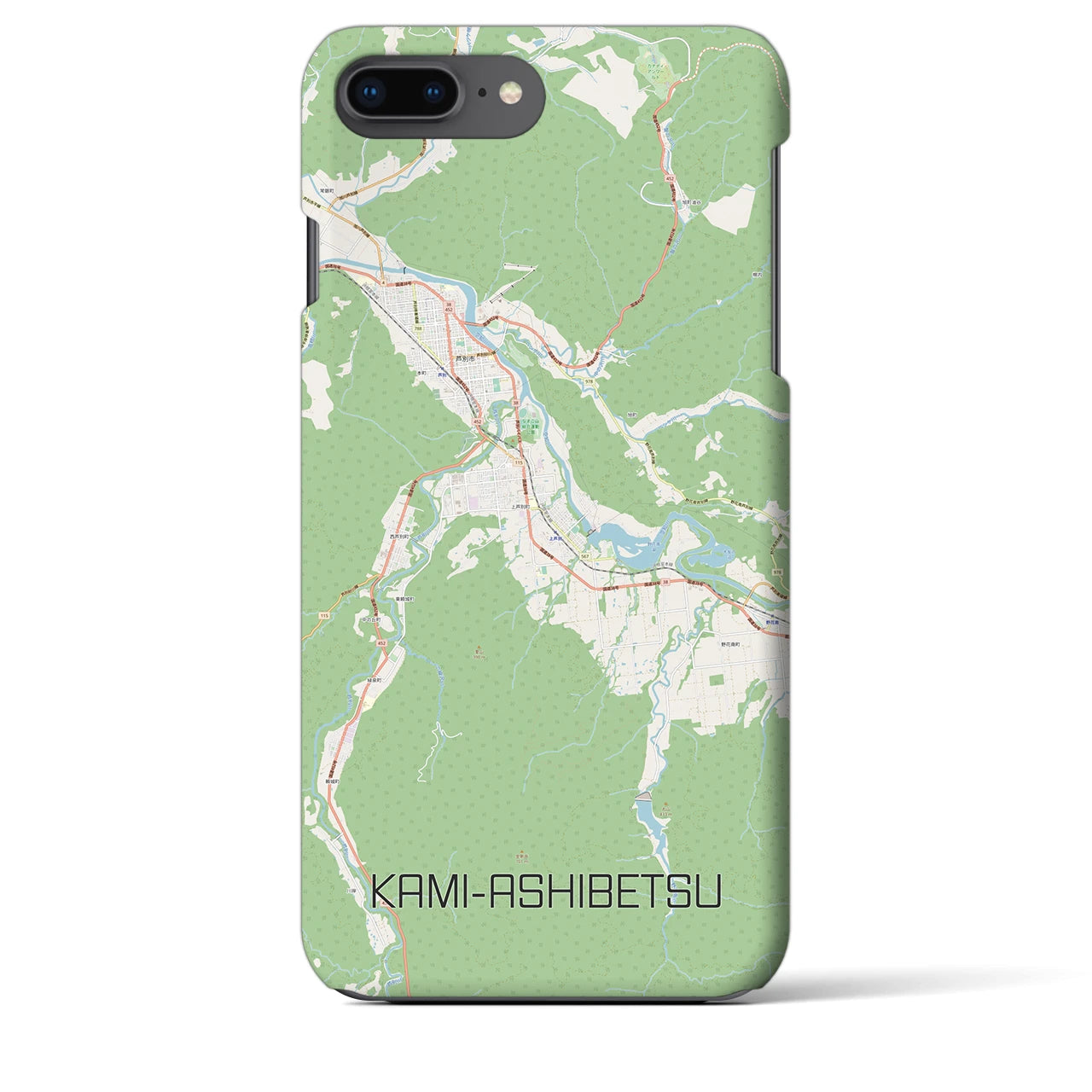 【上芦別(北海道)】地図柄iPhoneケース(バックカバータイプ)