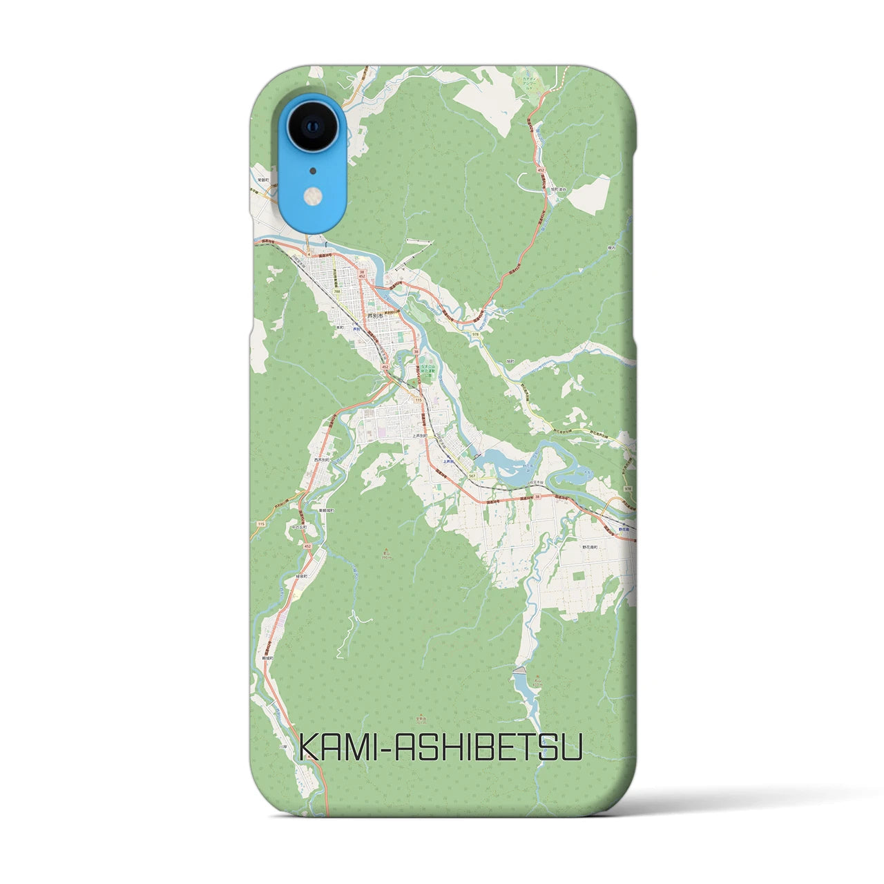 【上芦別(北海道)】地図柄iPhoneケース(バックカバータイプ)