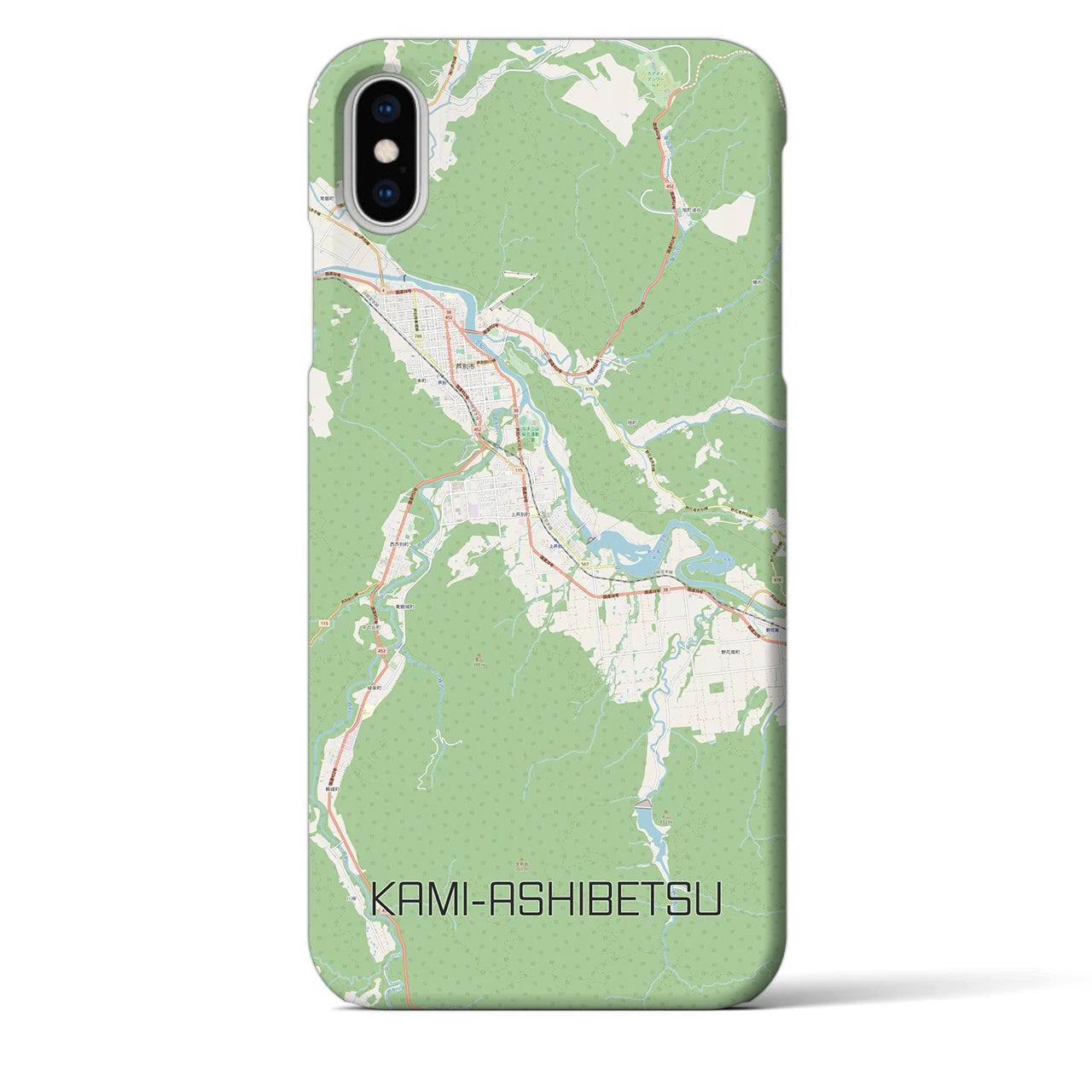 【上芦別(北海道)】地図柄iPhoneケース(バックカバータイプ)