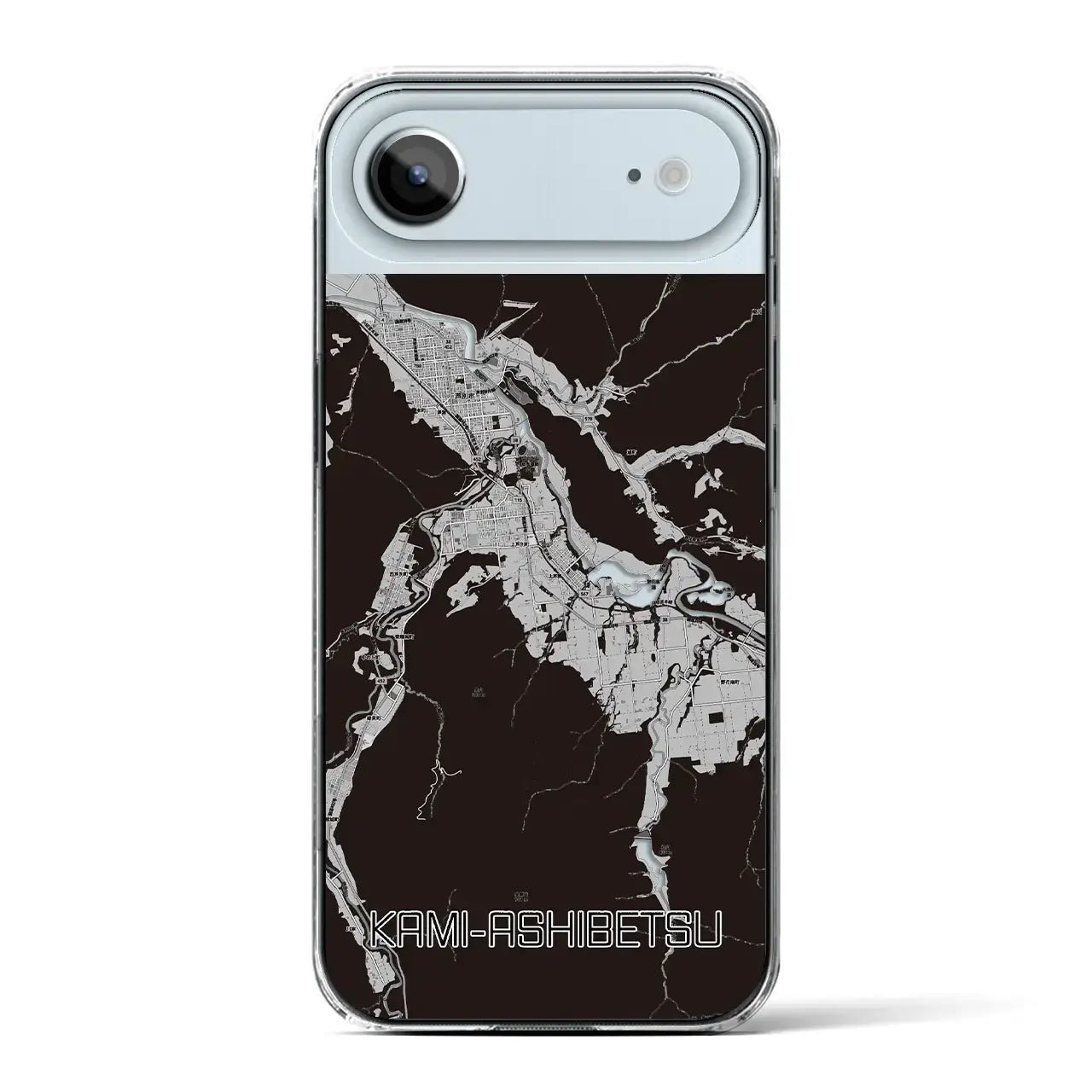 【上芦別(北海道)】地図柄iPhoneケース(クリアタイプ)モノトーン・iPhone 17 Pro Max 用