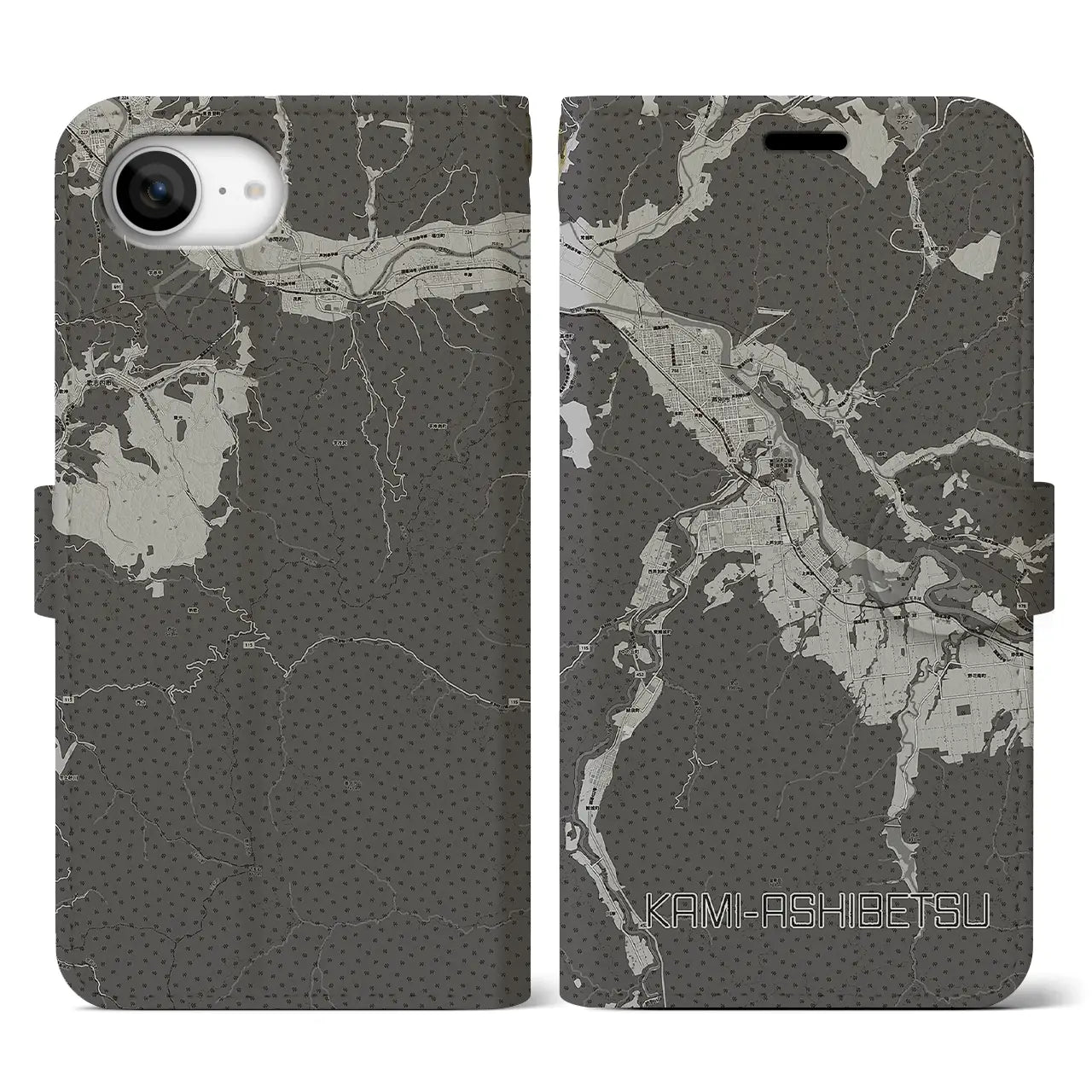 【上芦別(北海道)】地図柄iPhoneケース(手帳タイプ)