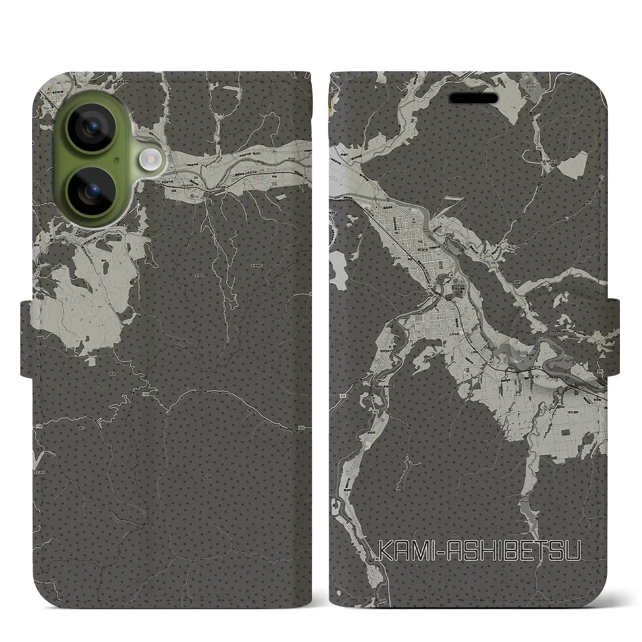 【上芦別(北海道)】地図柄iPhoneケース(手帳タイプ)