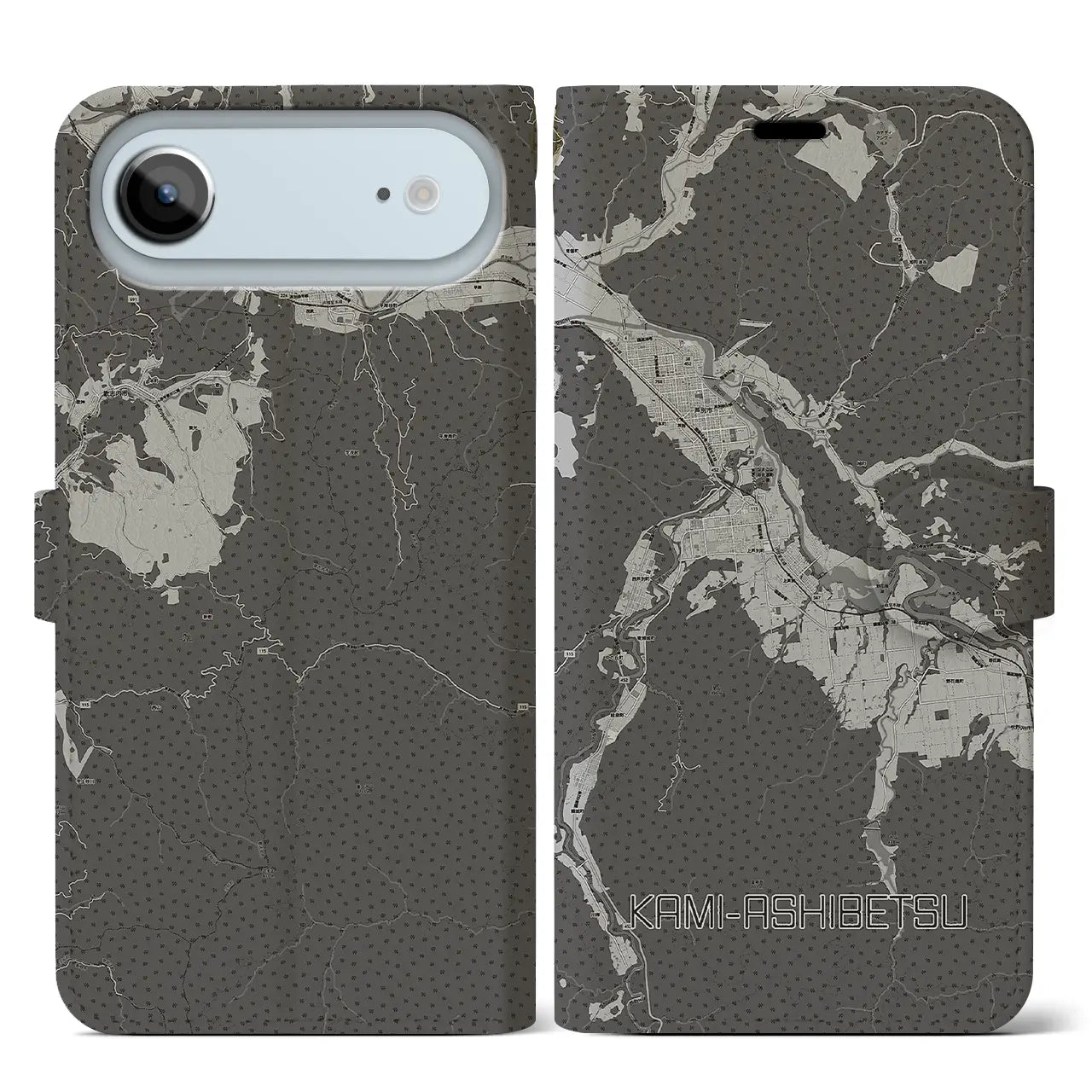 【上芦別(北海道)】地図柄iPhoneケース(手帳タイプ)