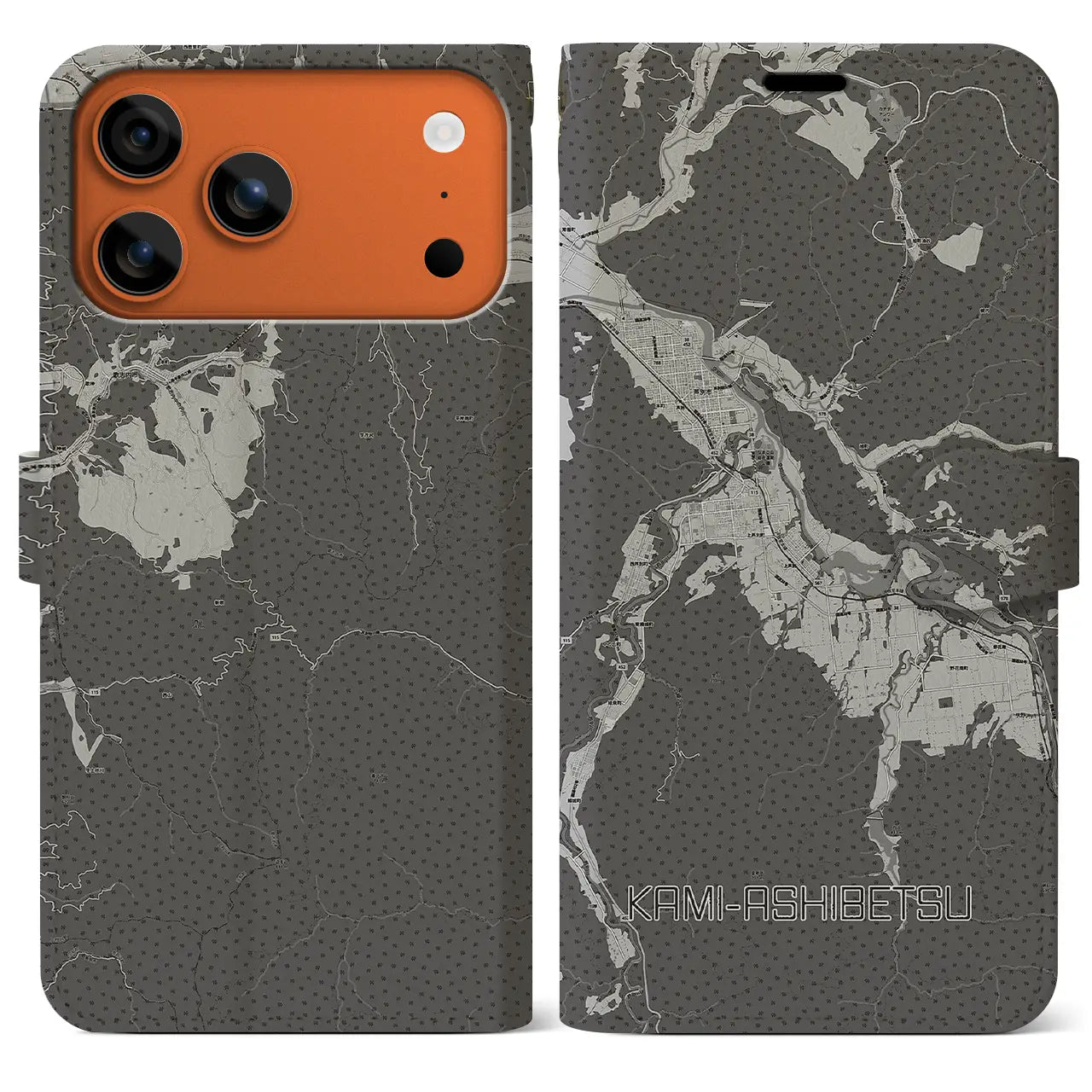 【上芦別(北海道)】地図柄iPhoneケース(手帳タイプ)