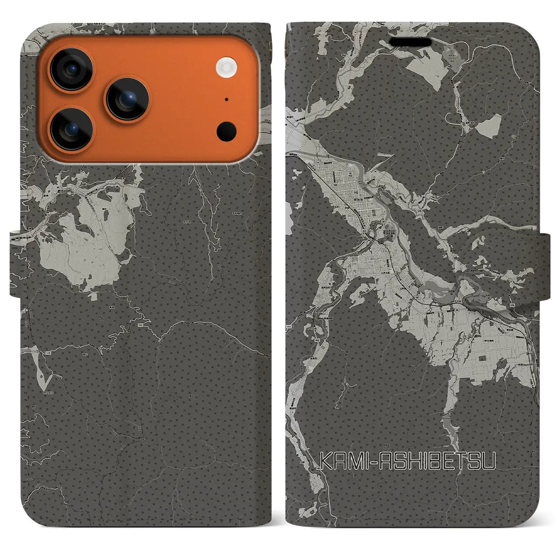 【上芦別(北海道)】地図柄iPhoneケース(手帳タイプ)