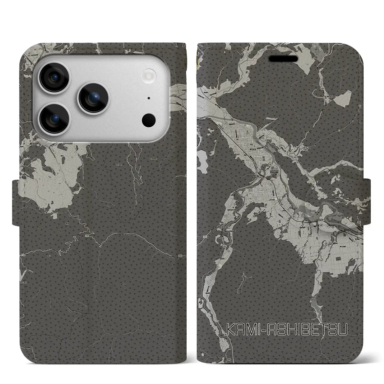 【上芦別(北海道)】地図柄iPhoneケース(手帳タイプ)