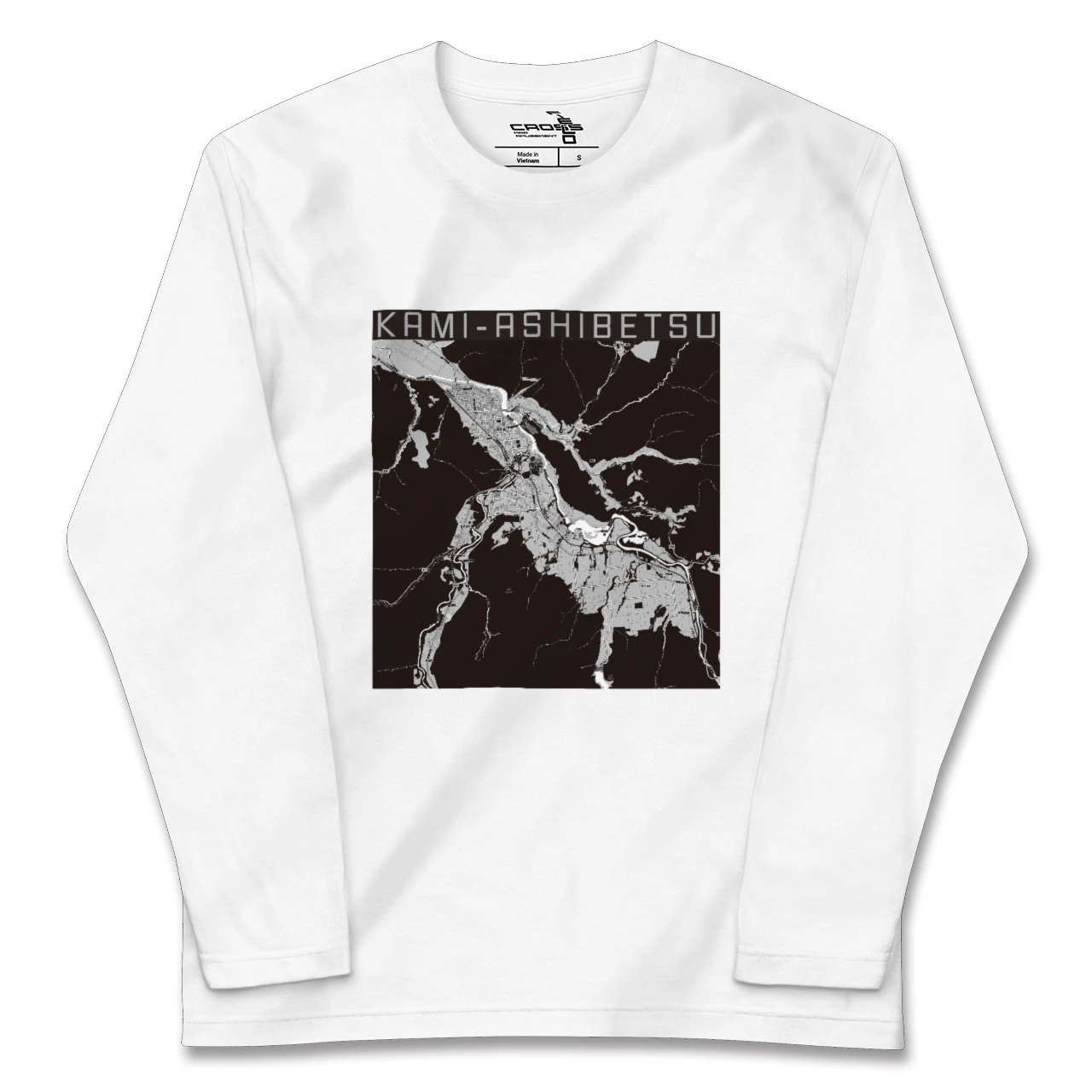 【上芦別(北海道)】地図柄ロングスリーブTシャツ