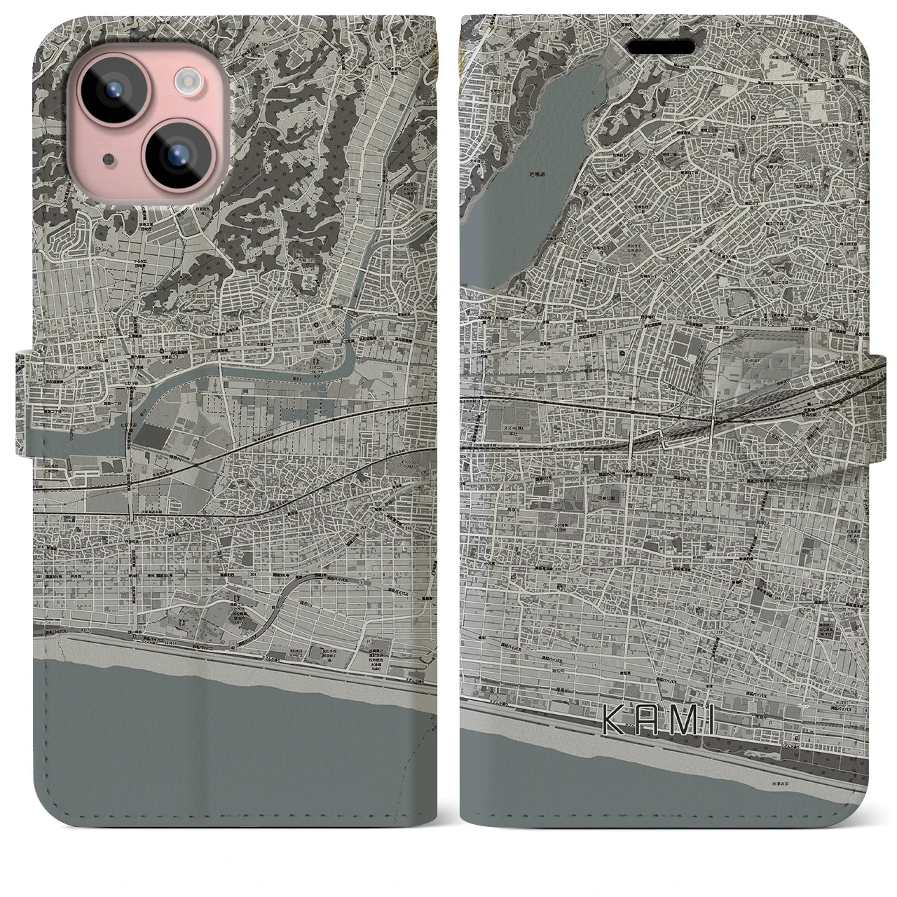 【可美(静岡県)】地図柄iPhoneケース(手帳タイプ)