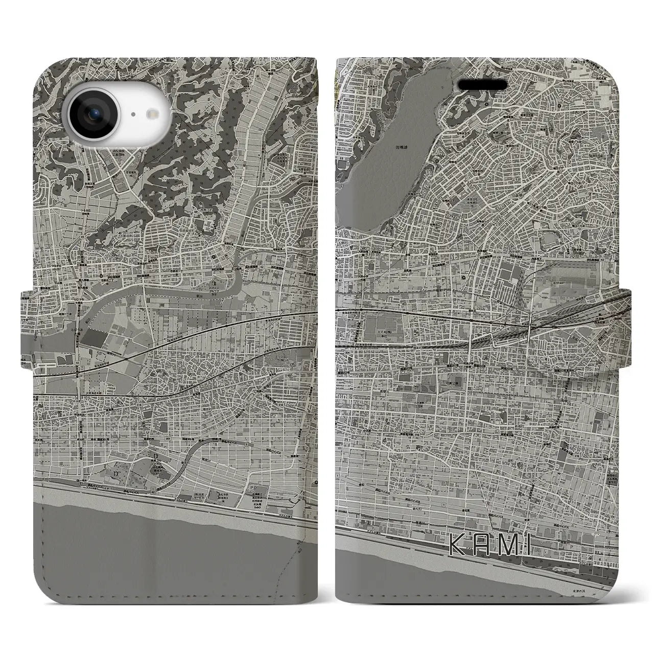 【可美(静岡県)】地図柄iPhoneケース(手帳タイプ)