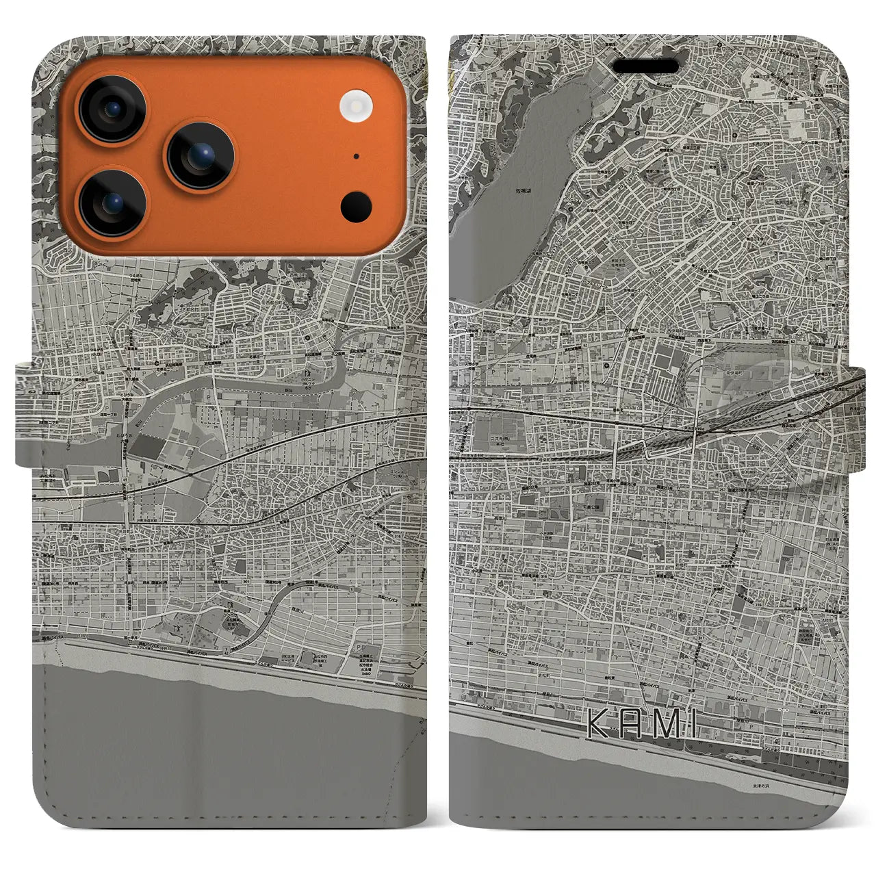 【可美(静岡県)】地図柄iPhoneケース(手帳タイプ)